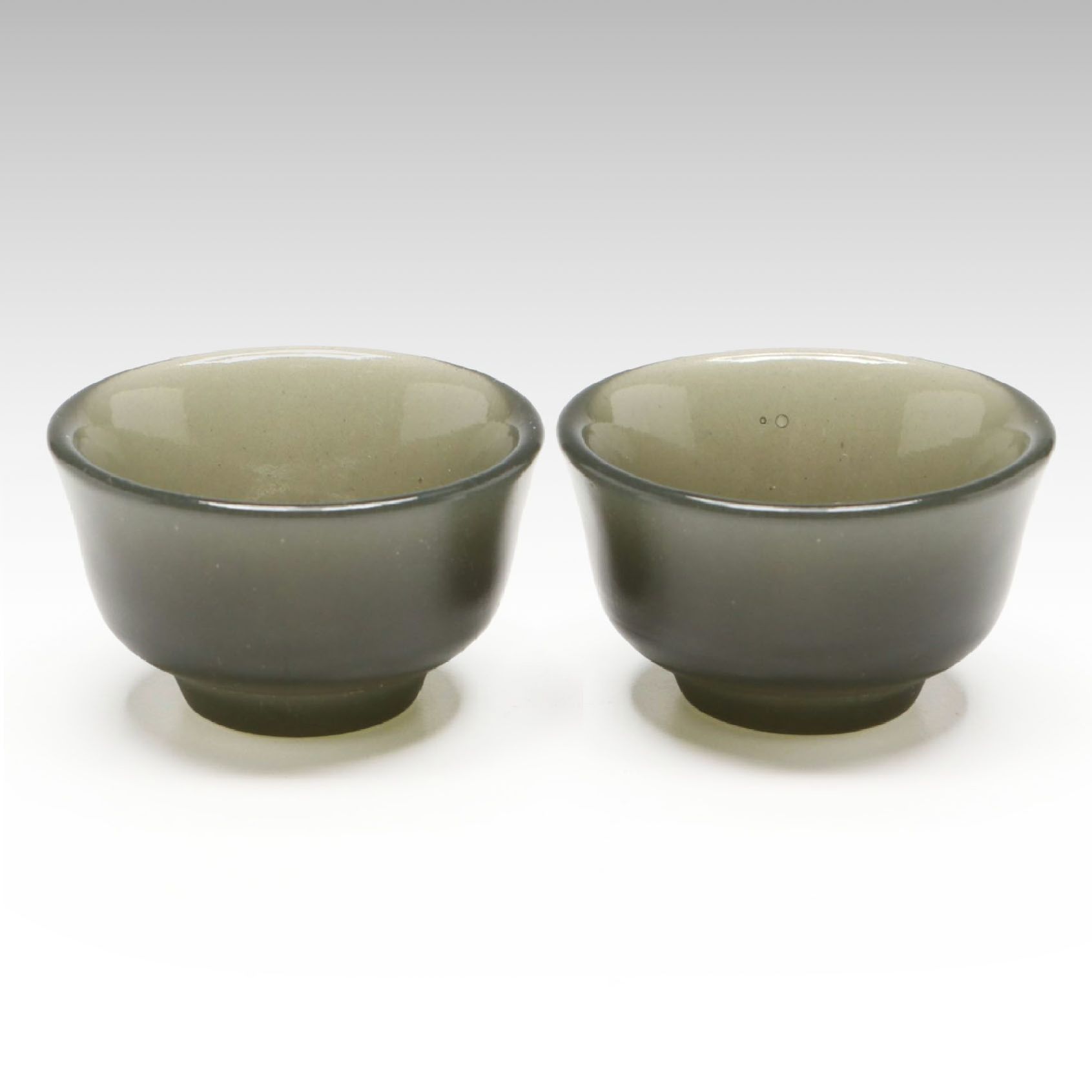 East Asian Style Smoky Green Glass Sake Cups