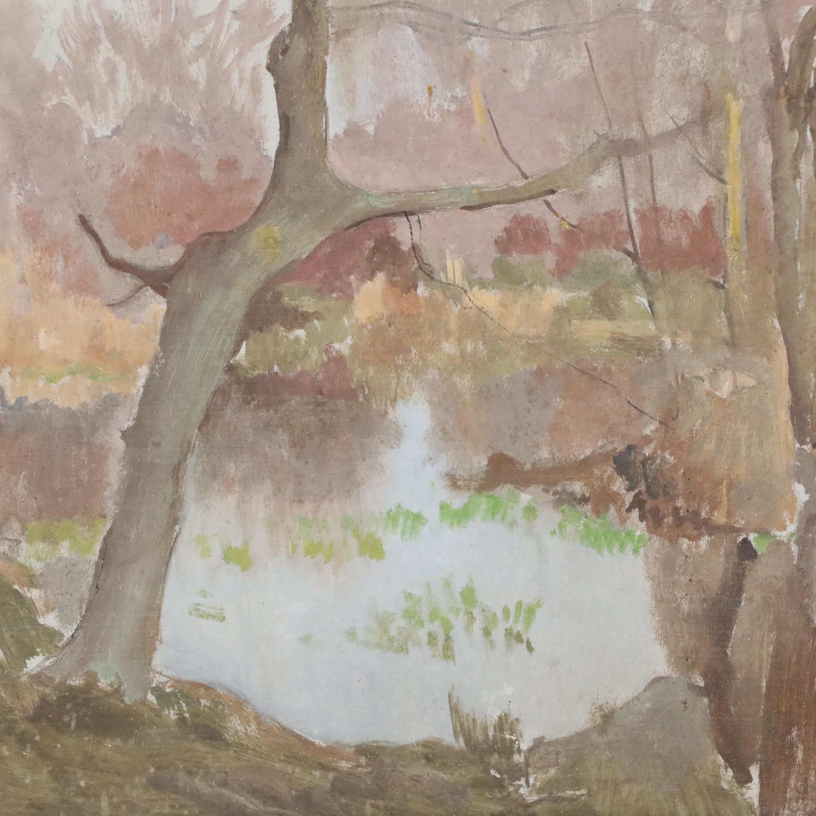River Landscape Oil Painting Attributed to Jeanne Reimbolte