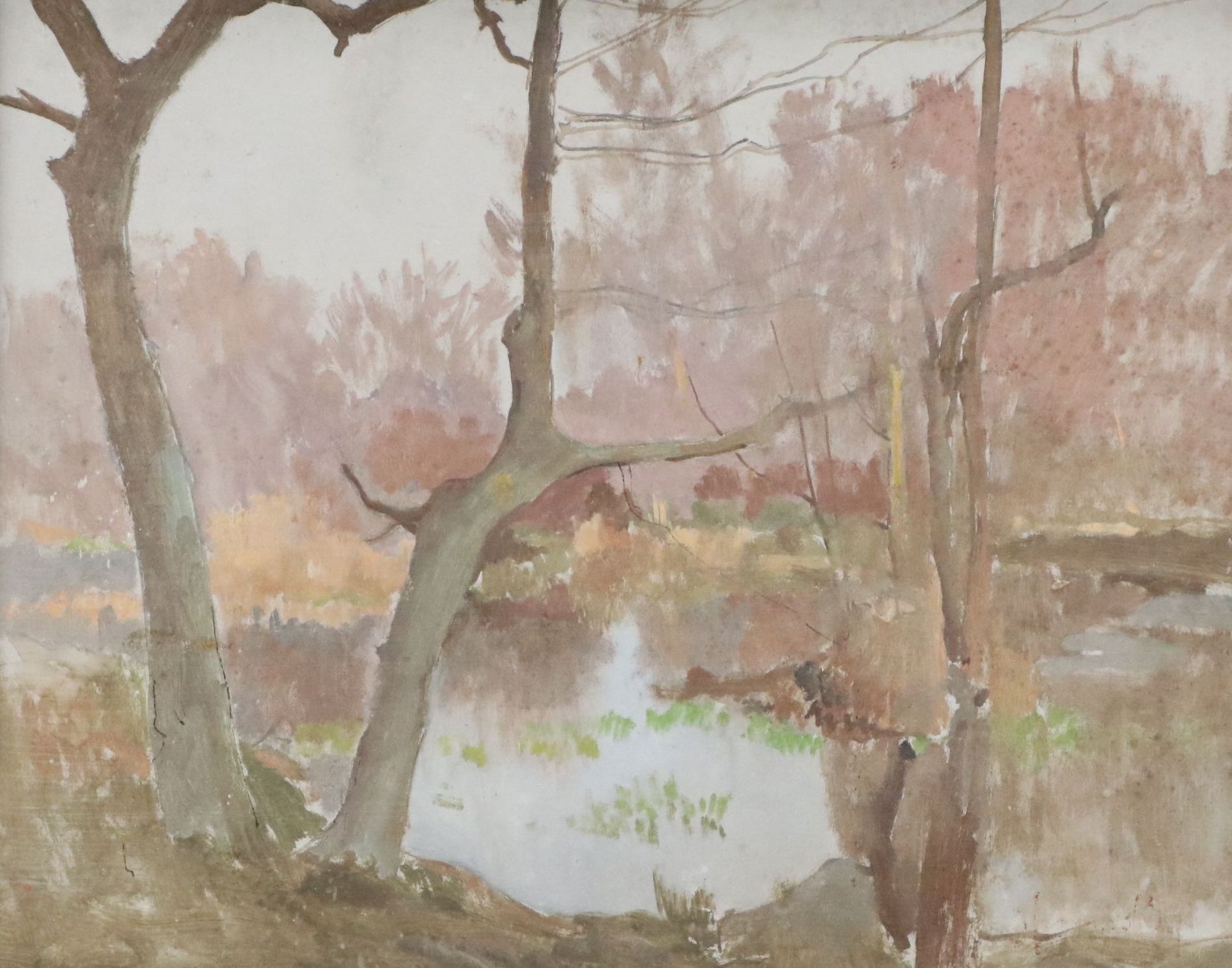 River Landscape Oil Painting Attributed to Jeanne Reimbolte