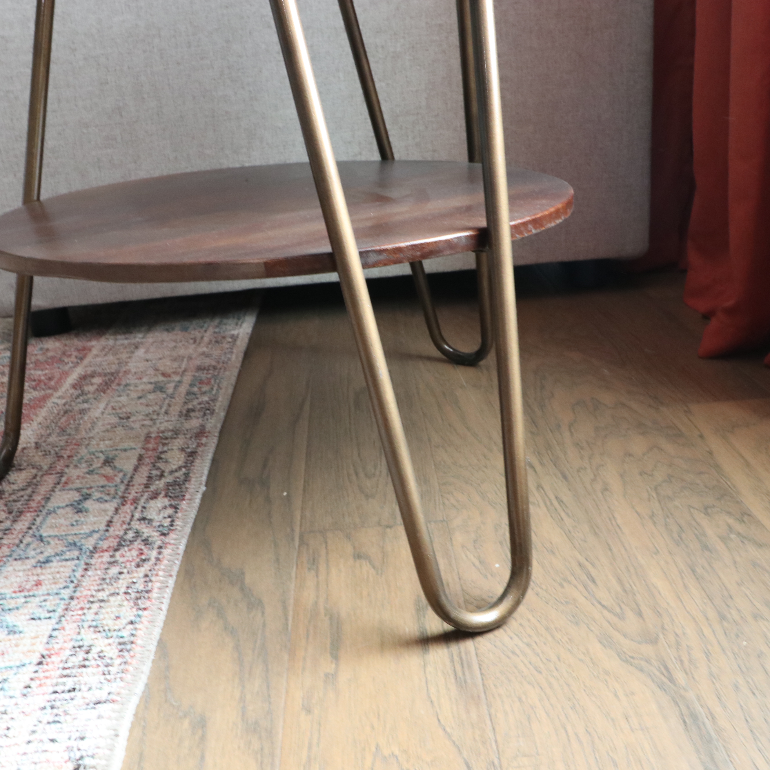 Contemporary Crate & Barrel "Hairpin" Industrial Round Side Table