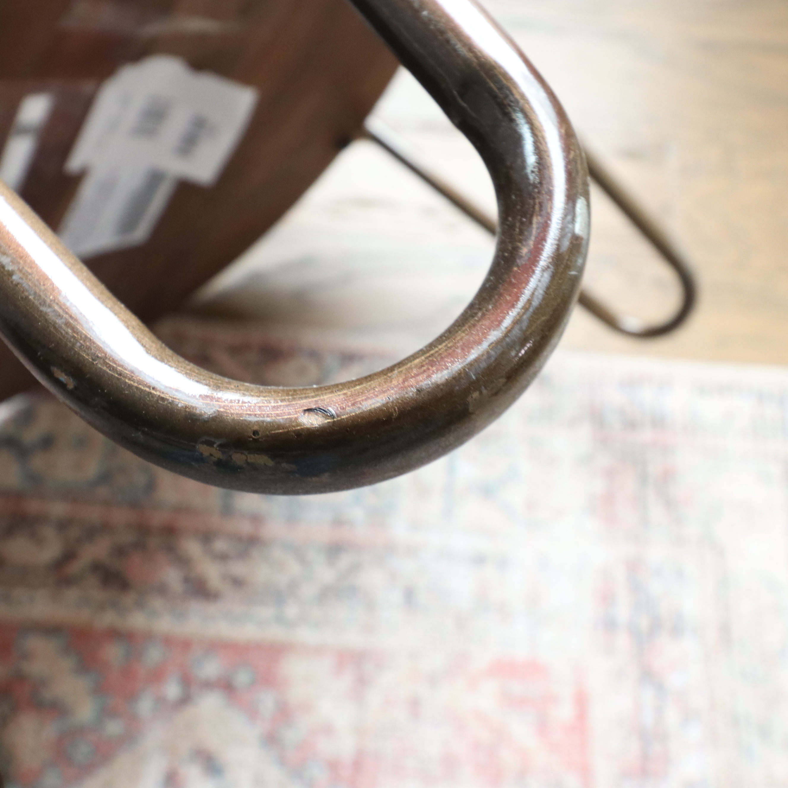 Contemporary Crate & Barrel "Hairpin" Industrial Round Side Table
