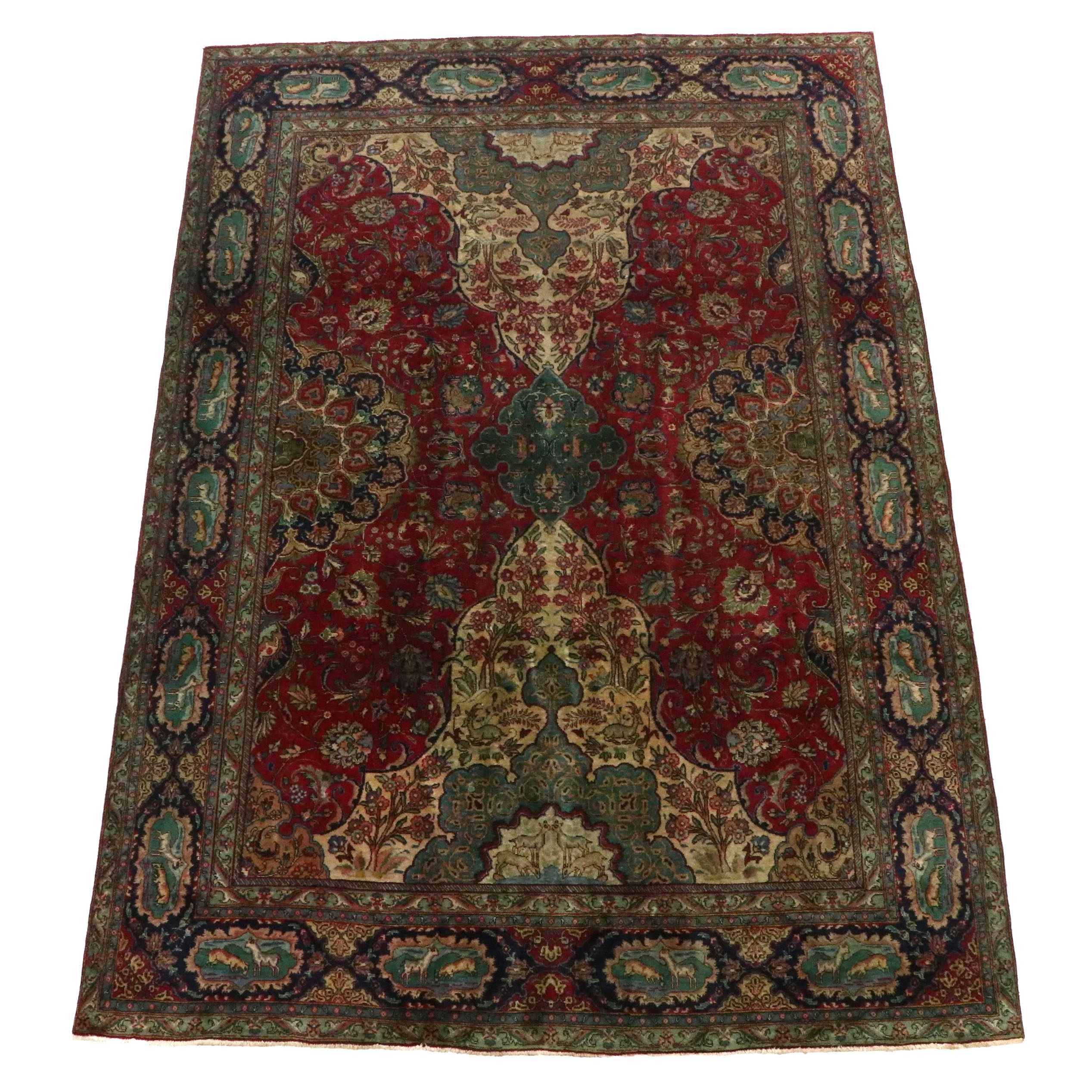8' x 11'4 Hand-Knotted Persian Kashmar Area Rug