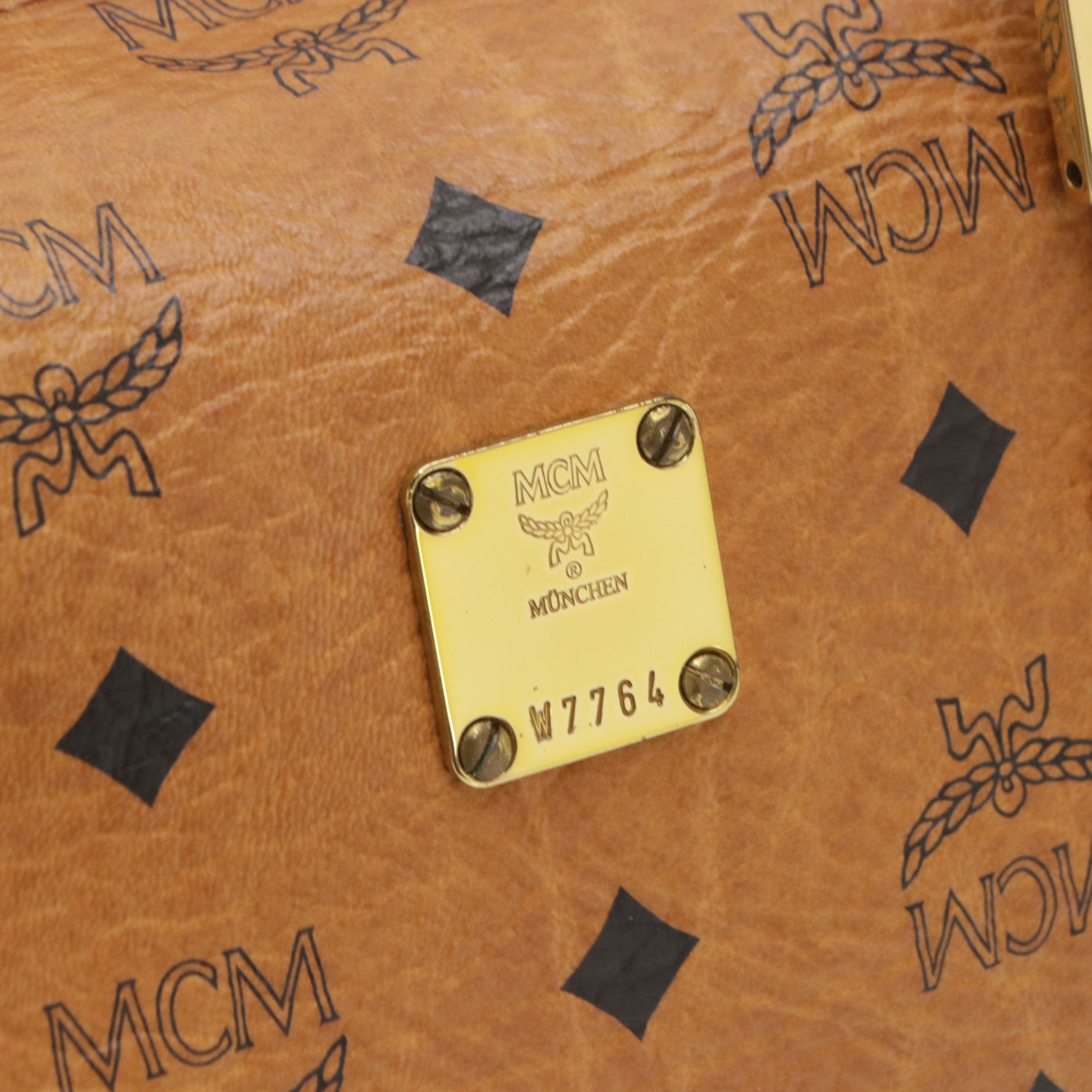 MCM Satchel in Cognac Visetos Canvas with Leather Trim, Vintage