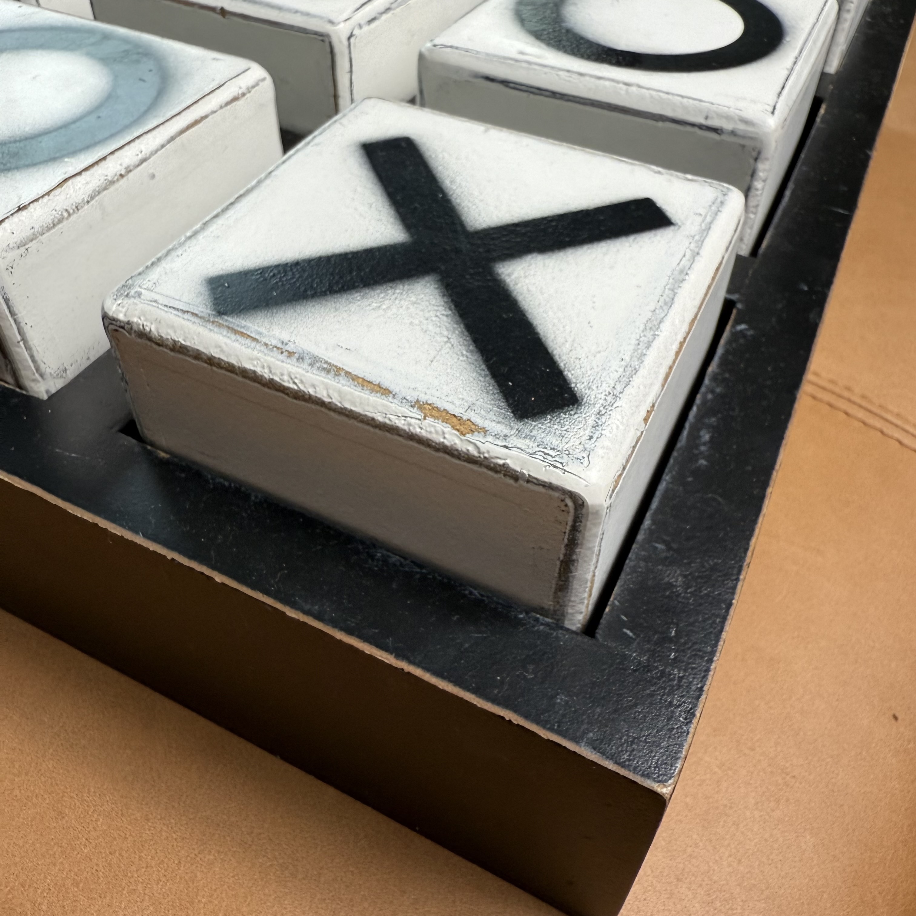 Scrabble Style "Home" Table Sign with Tic-Tac-Toe Blocks and More Modern Décor