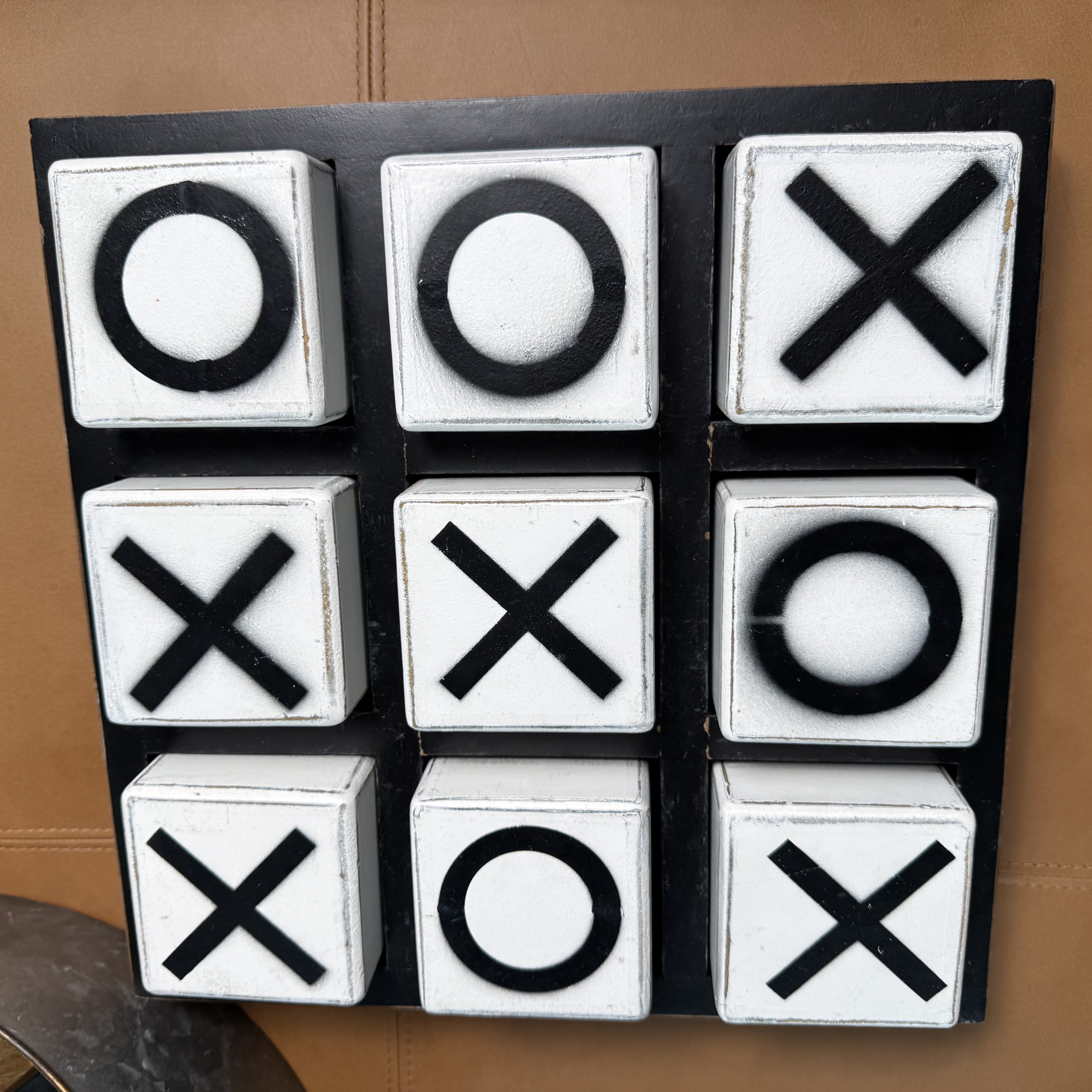 Scrabble Style "Home" Table Sign with Tic-Tac-Toe Blocks and More Modern Décor