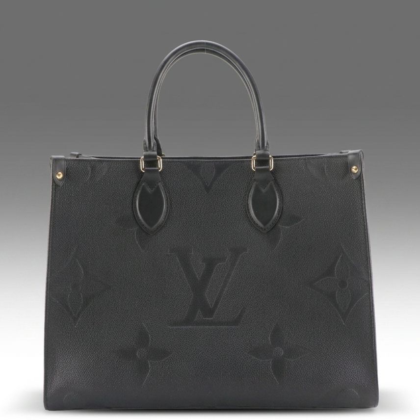 Louis Vuitton OnTheGo MM Two-Way Tote in Black Giant Monogram Empreinte Leather