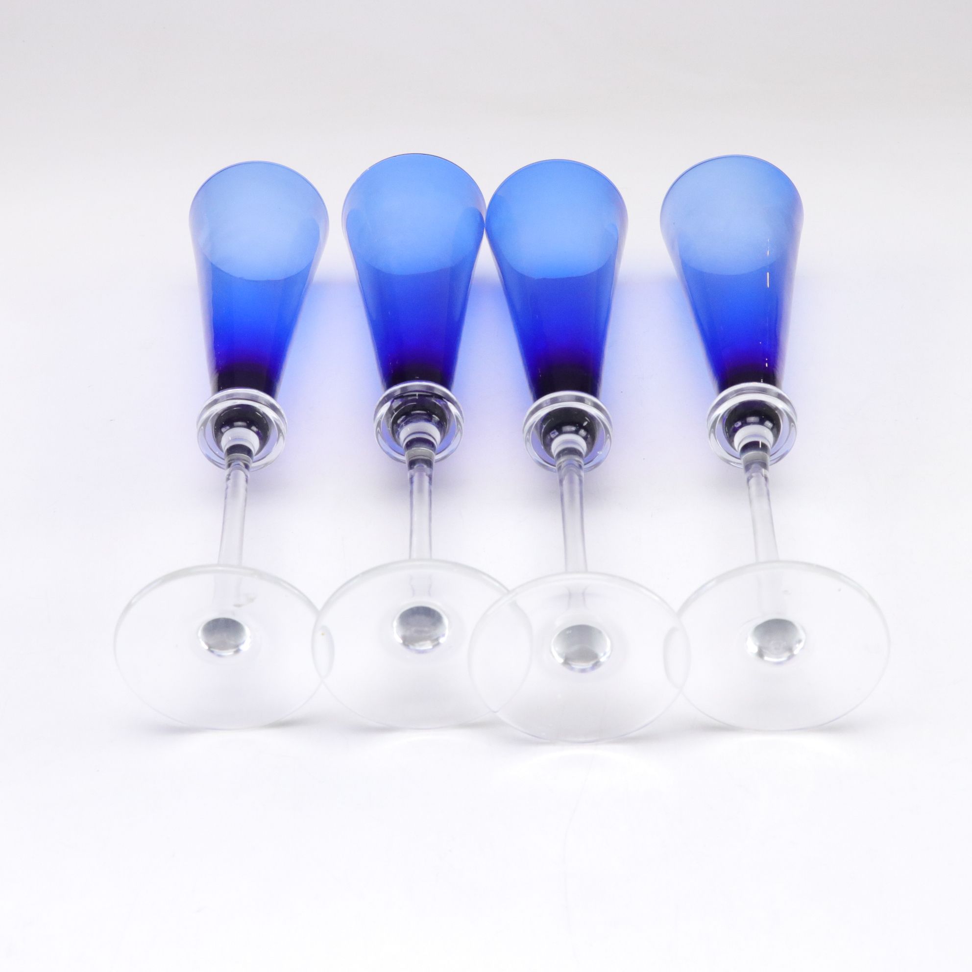 Cobalt Blue Martini and Champagne Stemmed Glasses, Late 20th/Early 21st Century