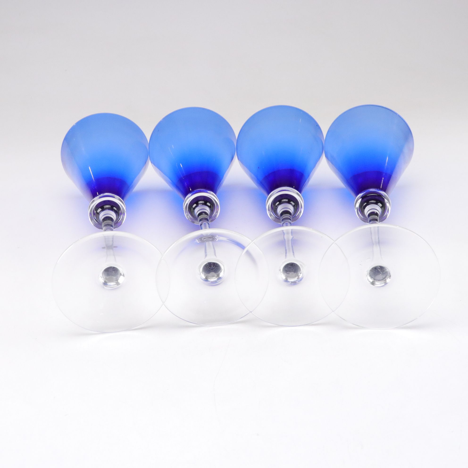 Cobalt Blue Martini and Champagne Stemmed Glasses, Late 20th/Early 21st Century