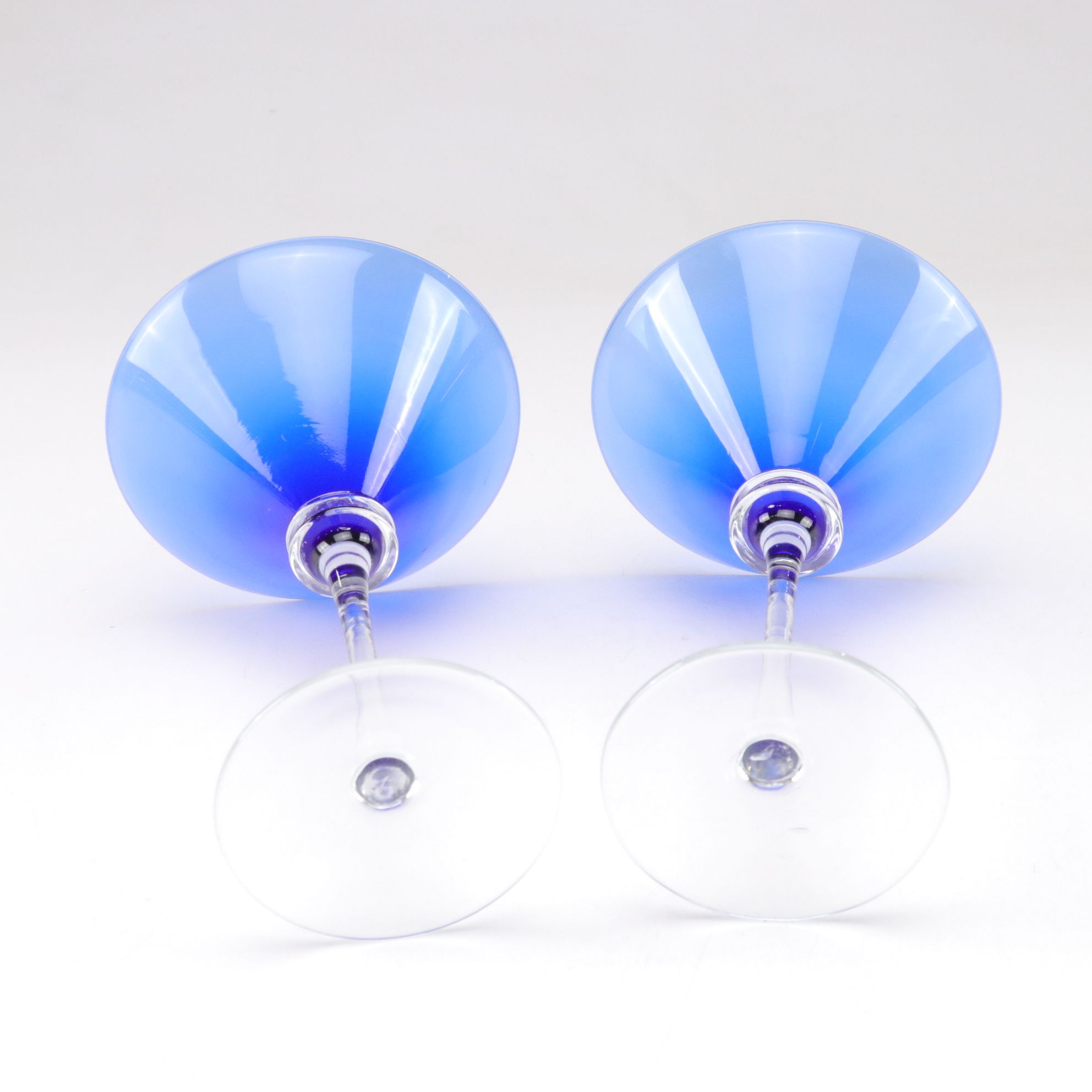 Cobalt Blue Martini and Champagne Stemmed Glasses, Late 20th/Early 21st Century