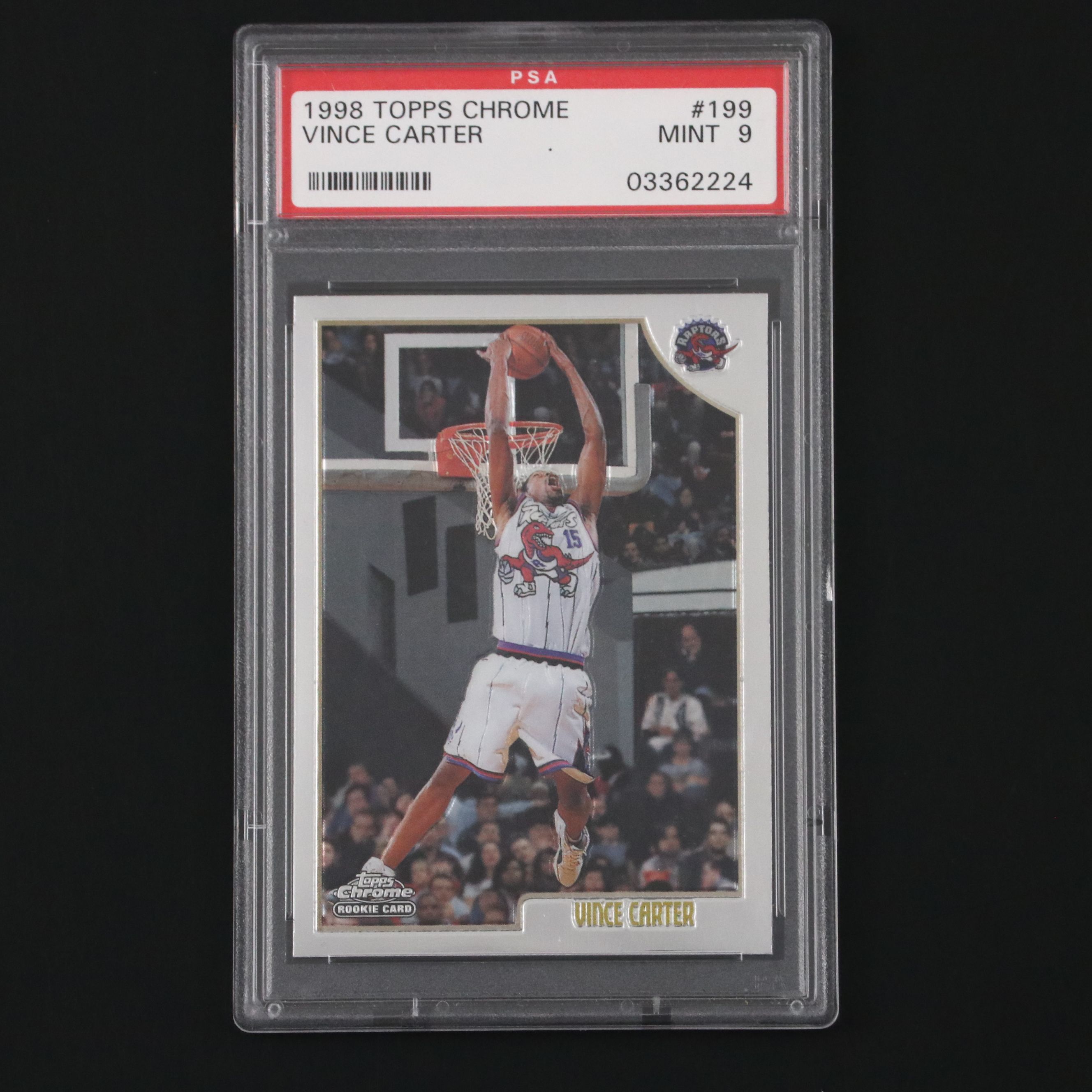 1998 Topps Chrome Vince Carter Raptors Basketball Card Graded PSA 9