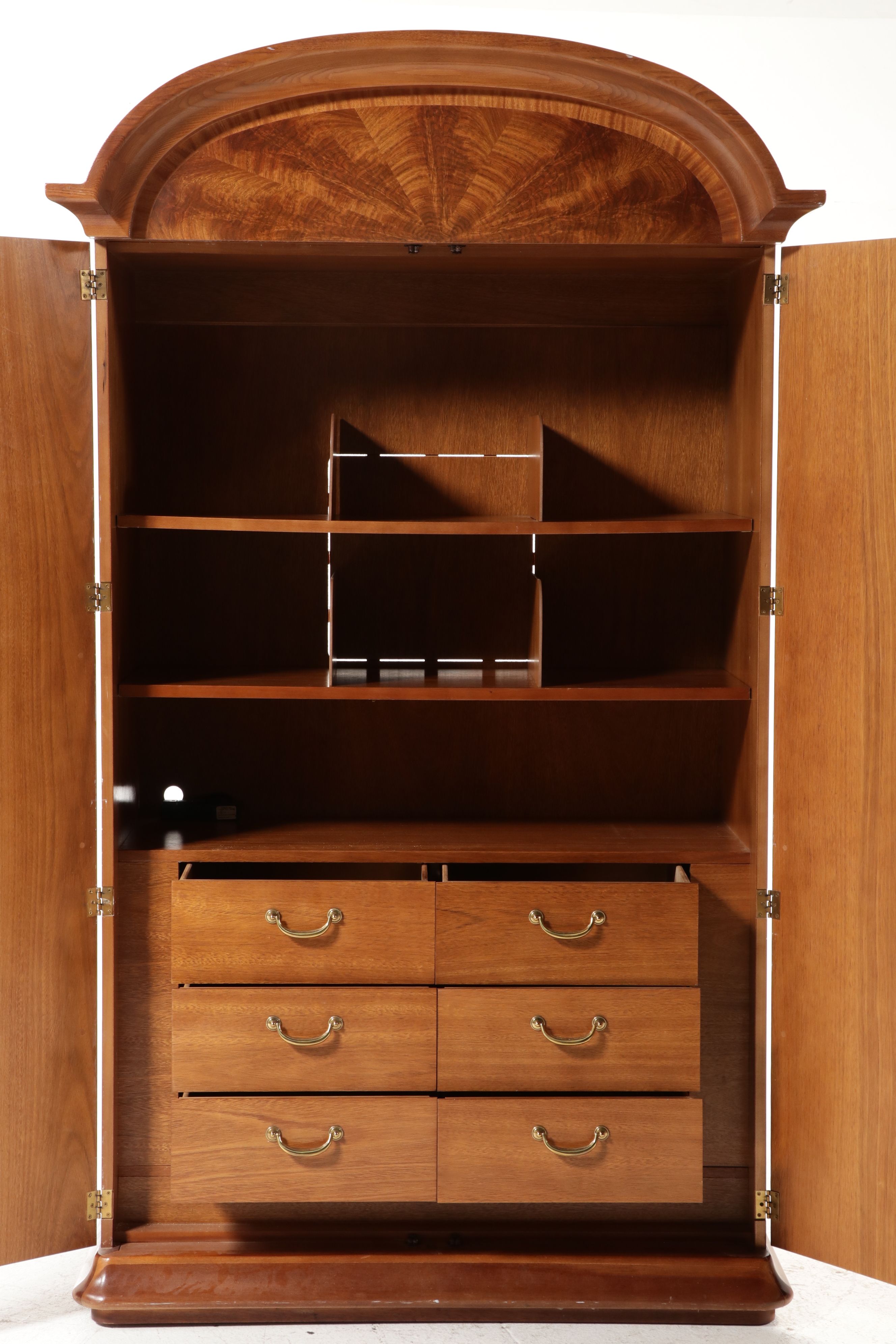 Henredon Burl Walnut Arched Entertainment Armoire, Late 20th Century