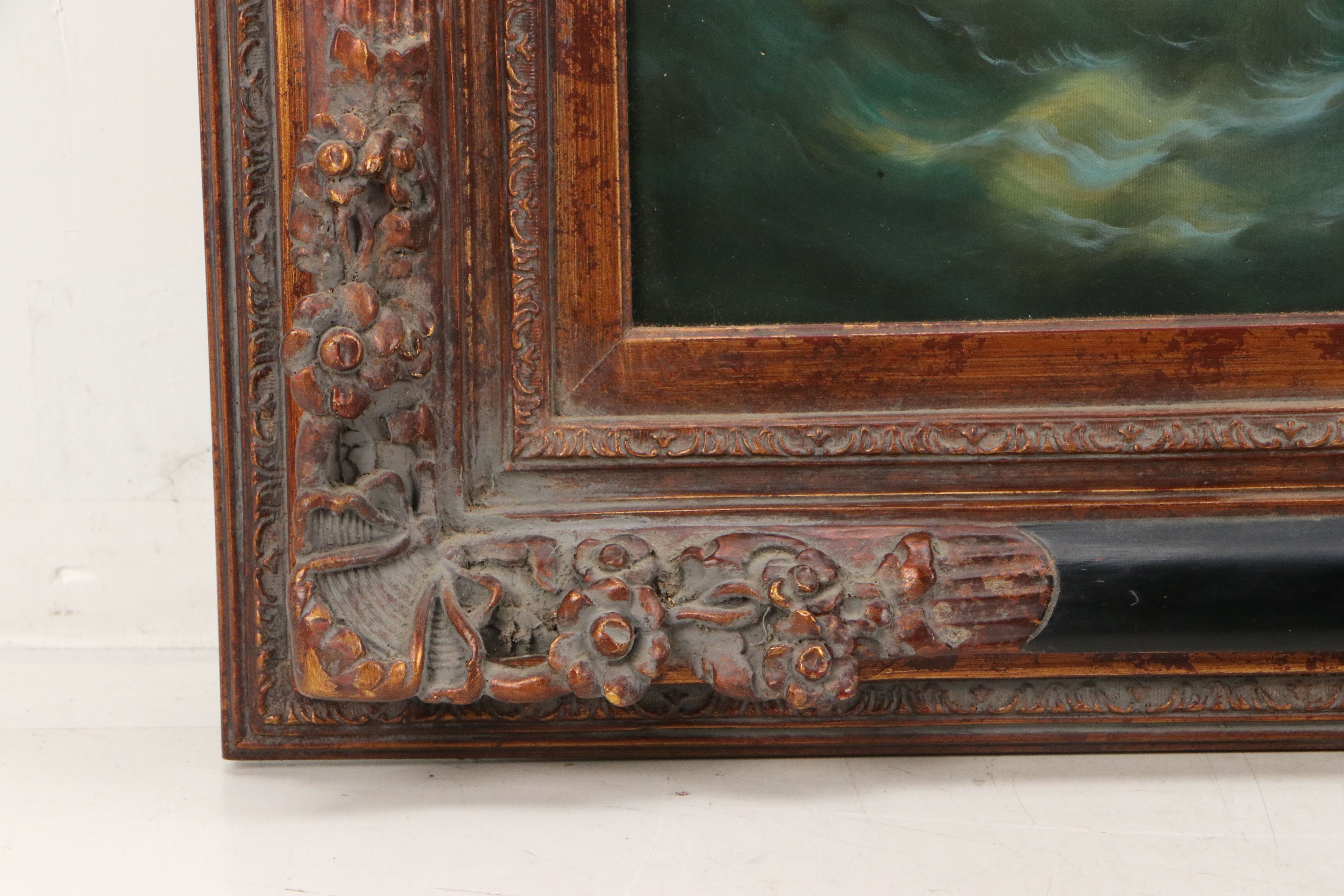 E. Ponthier Maritime Oil Painting of British Ships at Sea, Early to Mid-20th C.