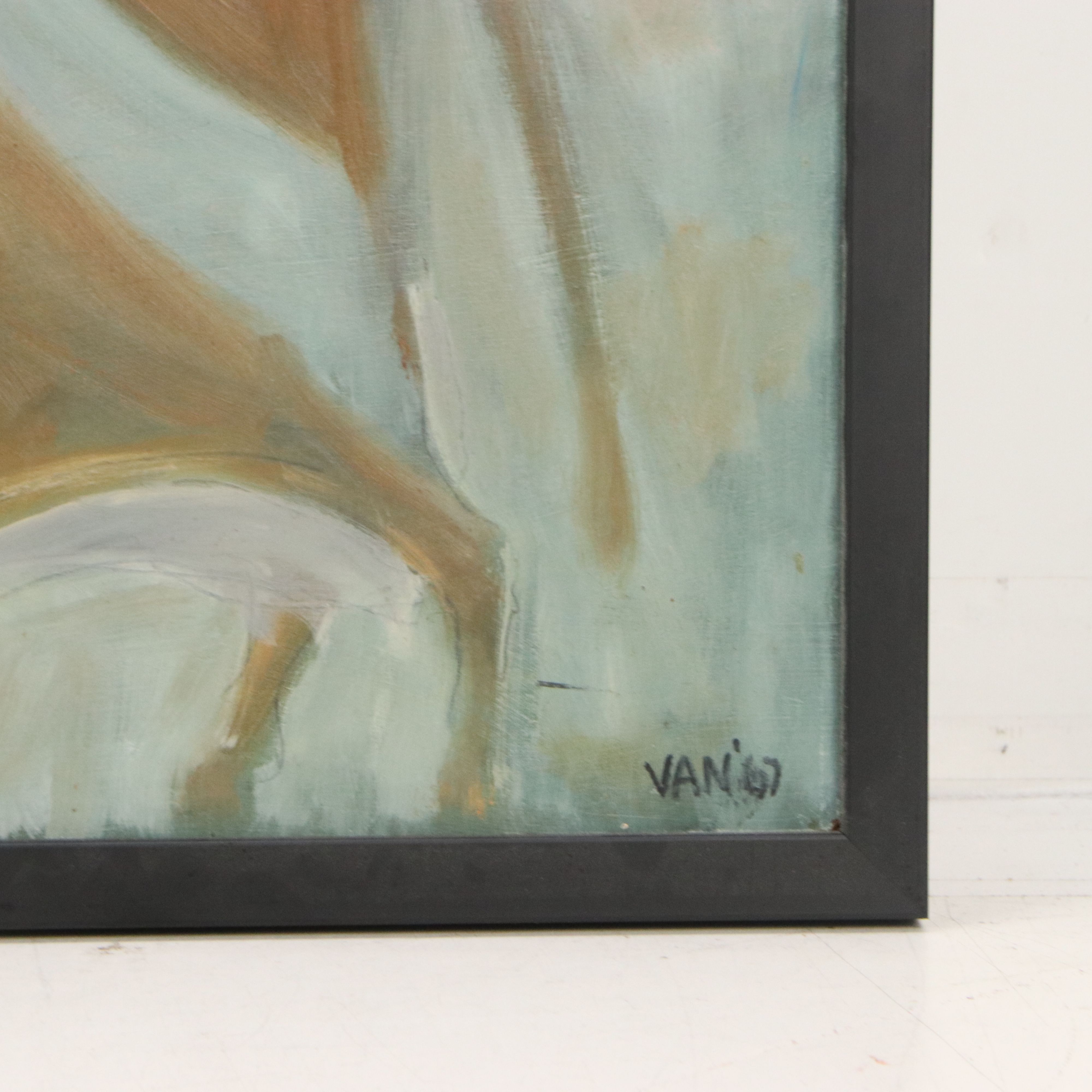 Van Oil Painting of Four Cows, 1967