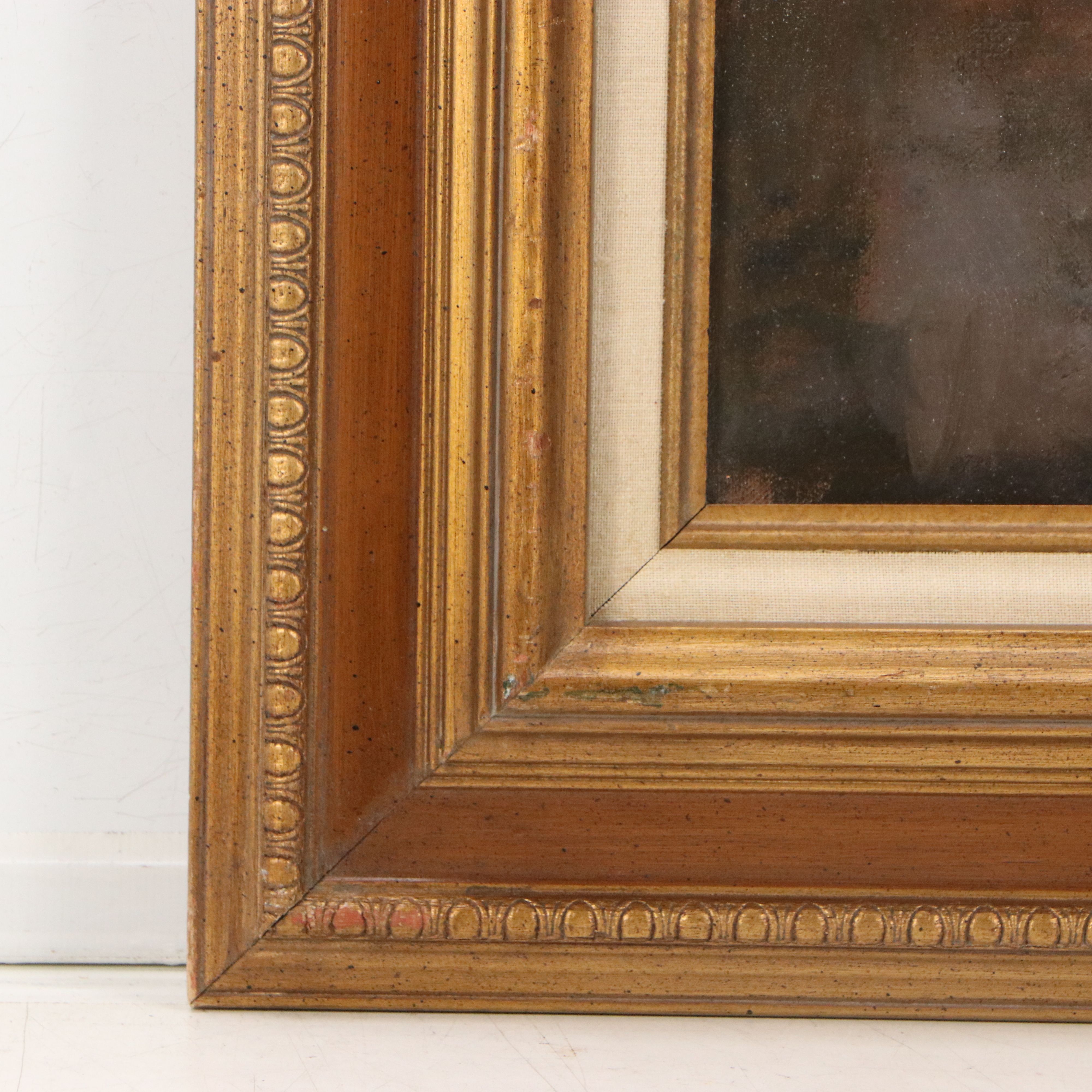 Broughton Oil Painting of Female Nude Holding Red Ribbon, Late 20th to 21st C.