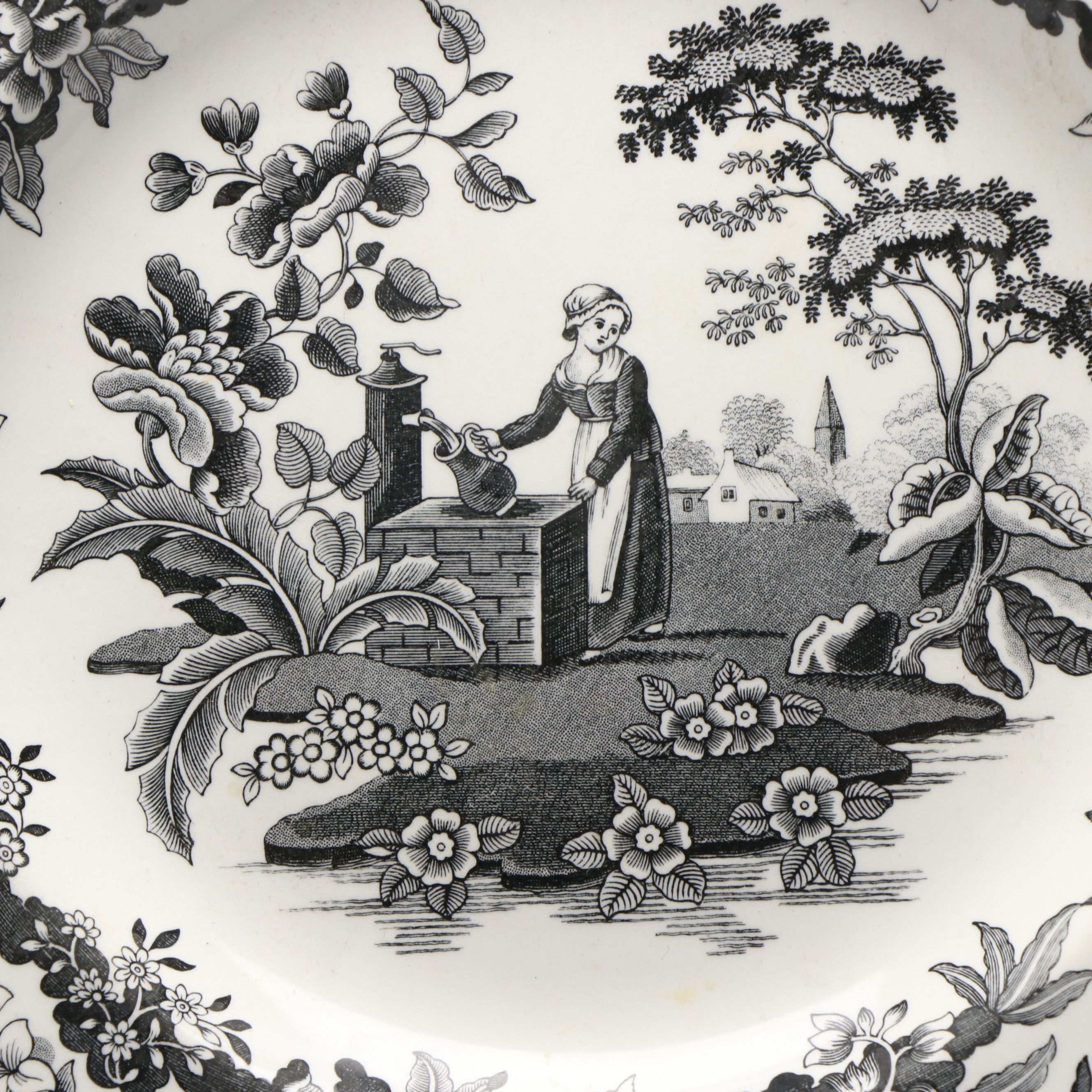 Spode Archive Collection Plates with 19th Century English Black Transferware