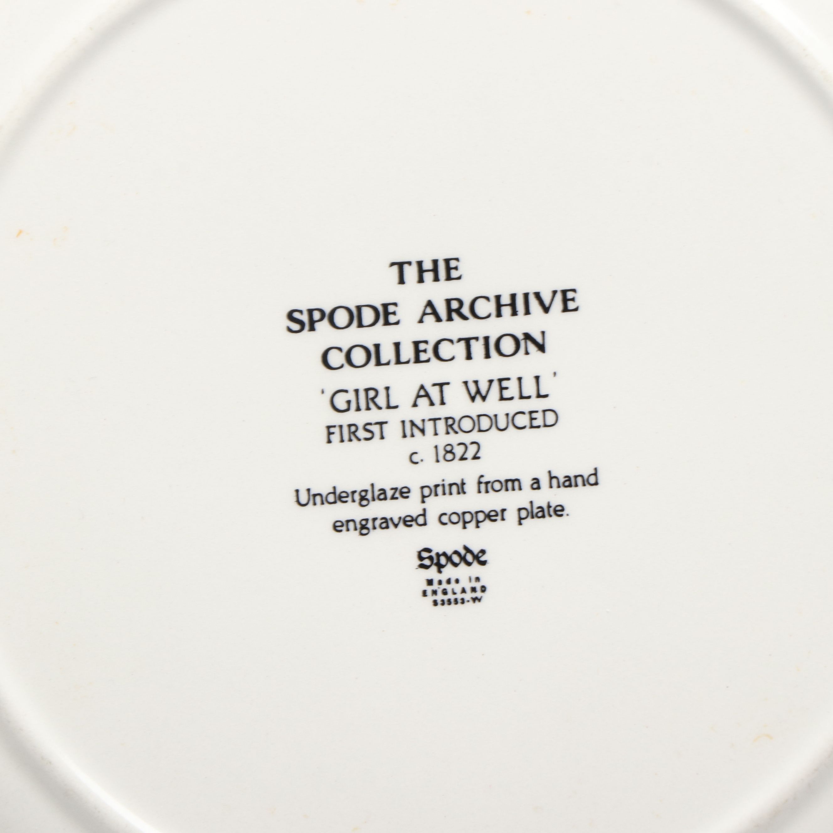 Spode Archive Collection Plates with 19th Century English Black Transferware