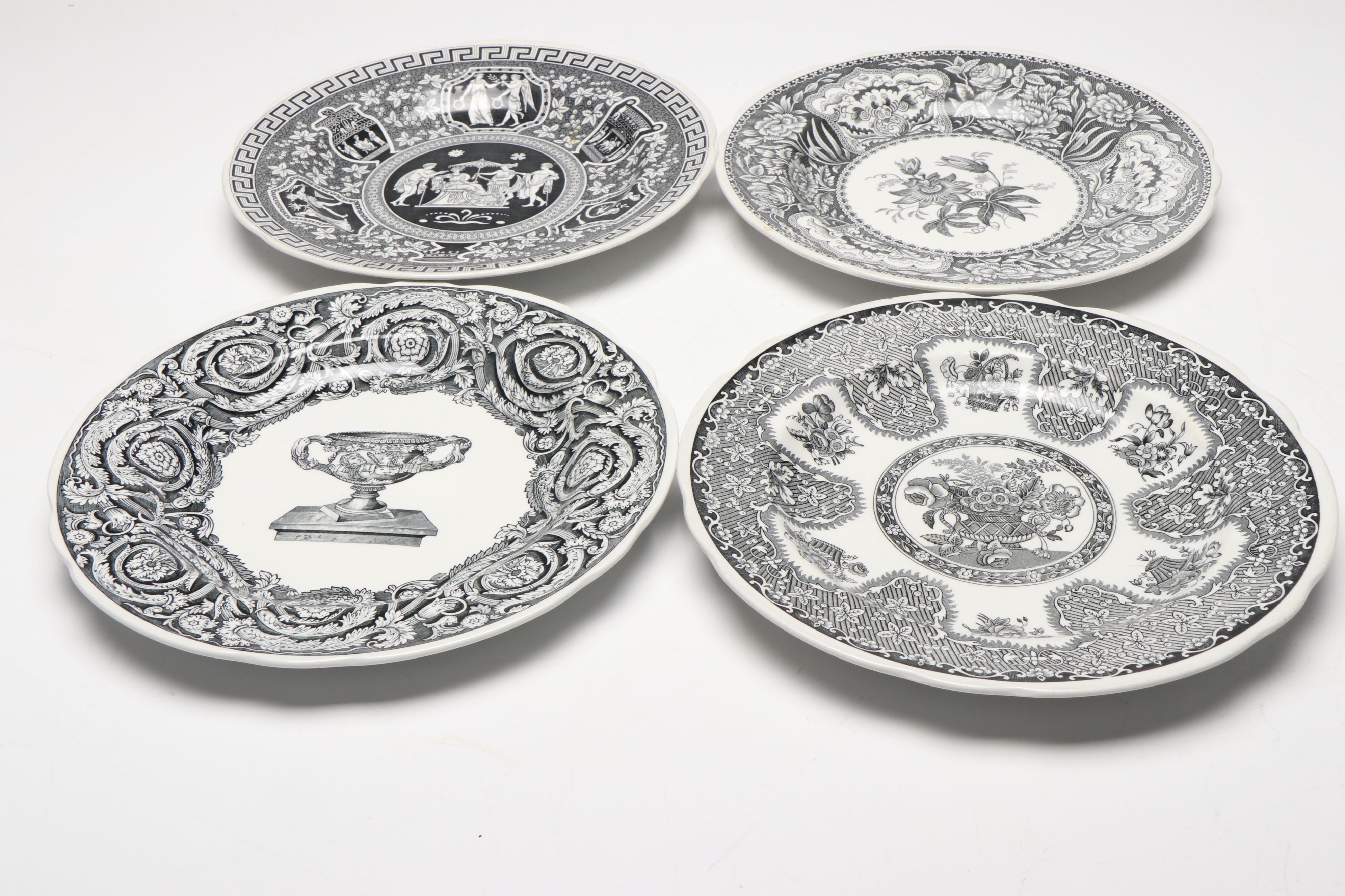 Spode Archive Collection Plates with 19th Century English Black Transferware
