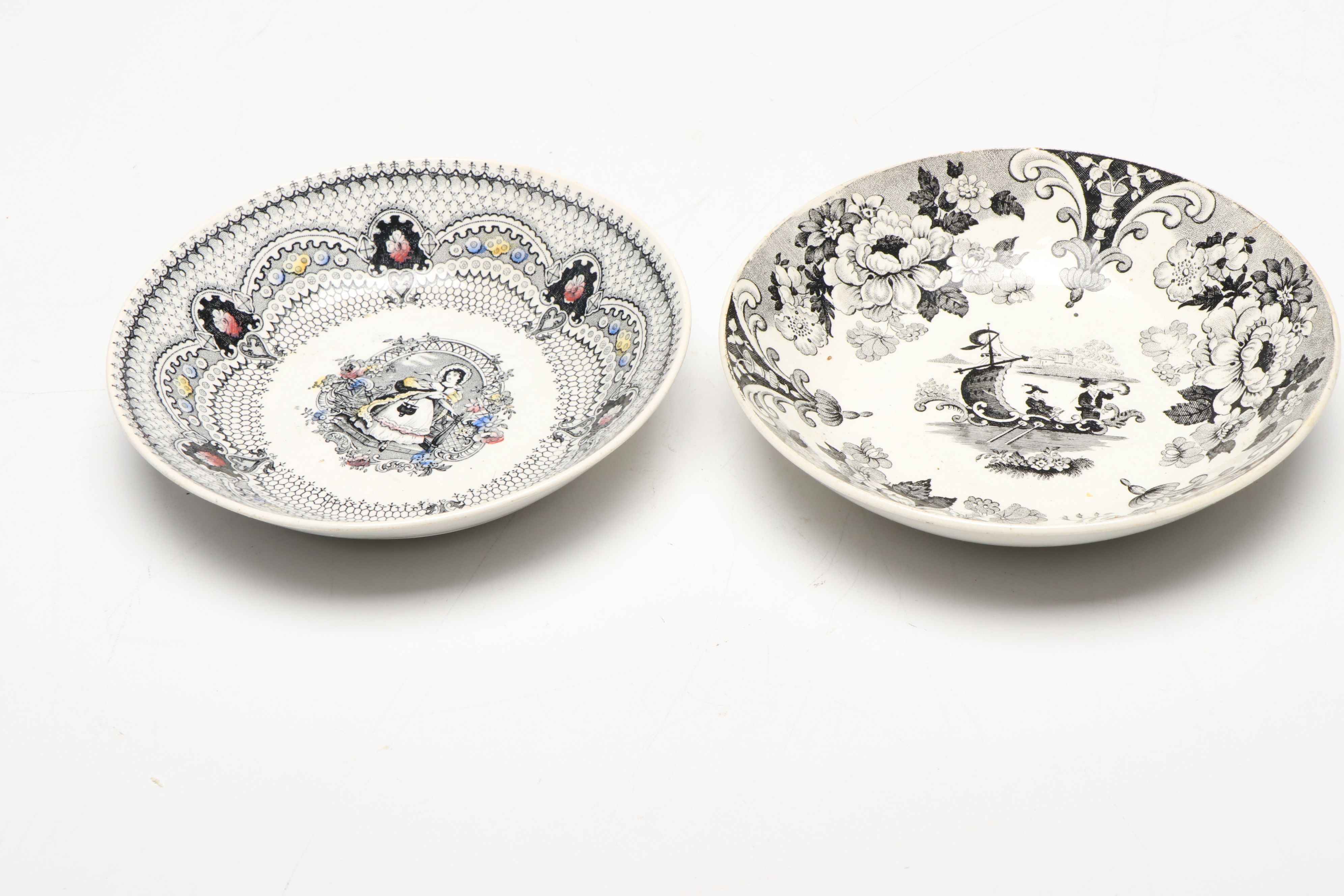 Spode Archive Collection Plates with 19th Century English Black Transferware