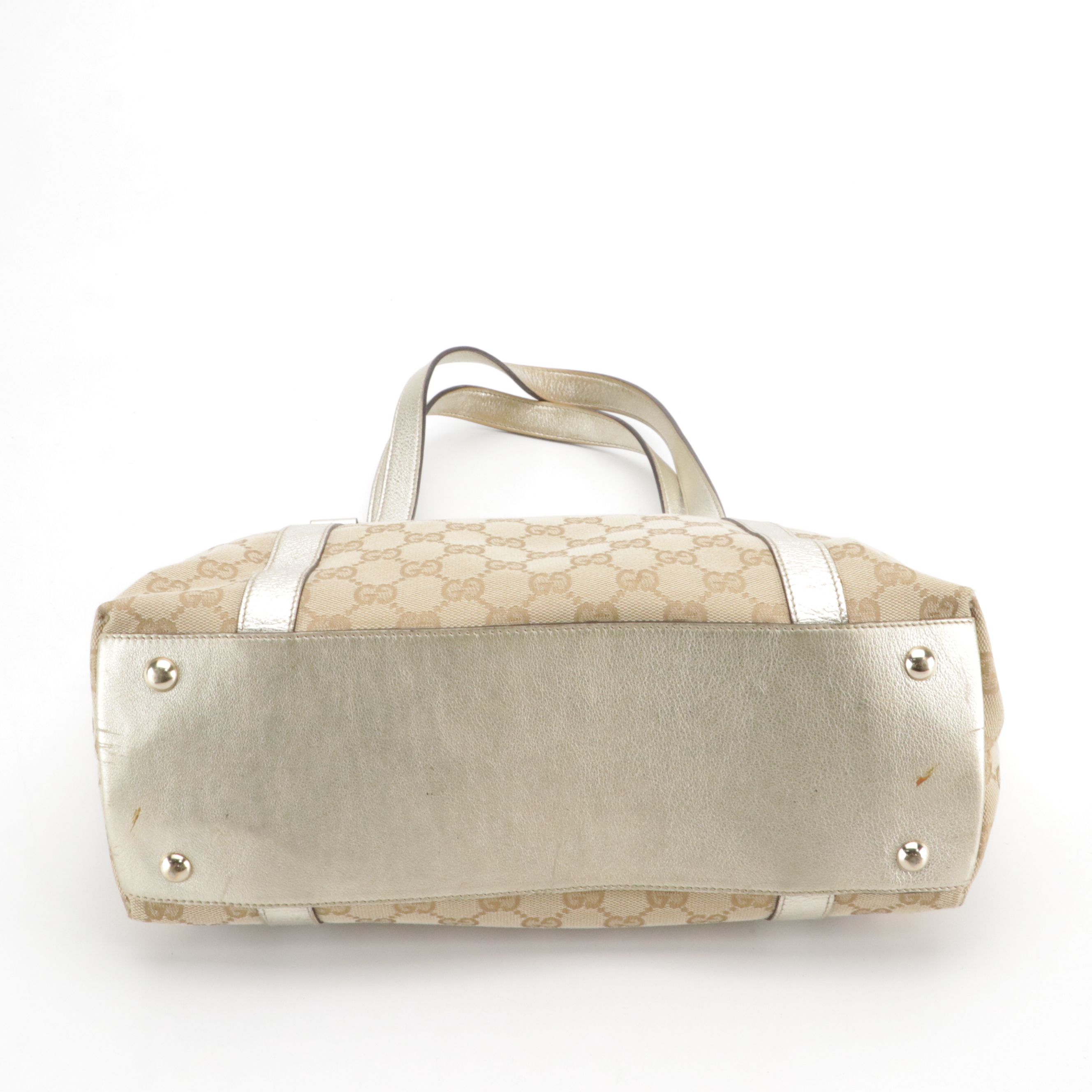 Gucci Abbey Tote in GG Supreme Canvas and Metallic Leather