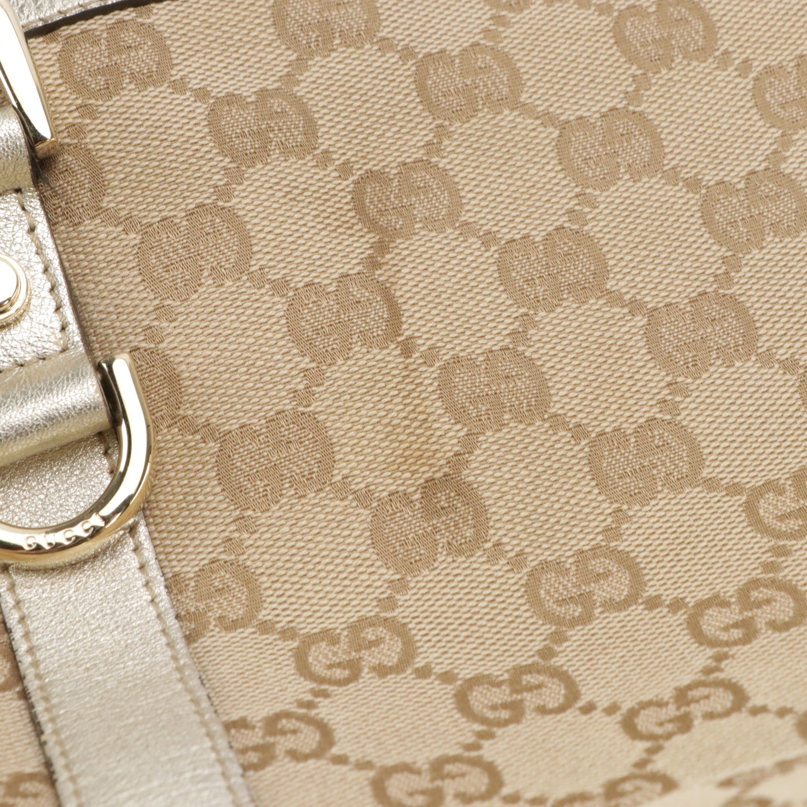 Gucci Abbey Tote in GG Supreme Canvas and Metallic Leather