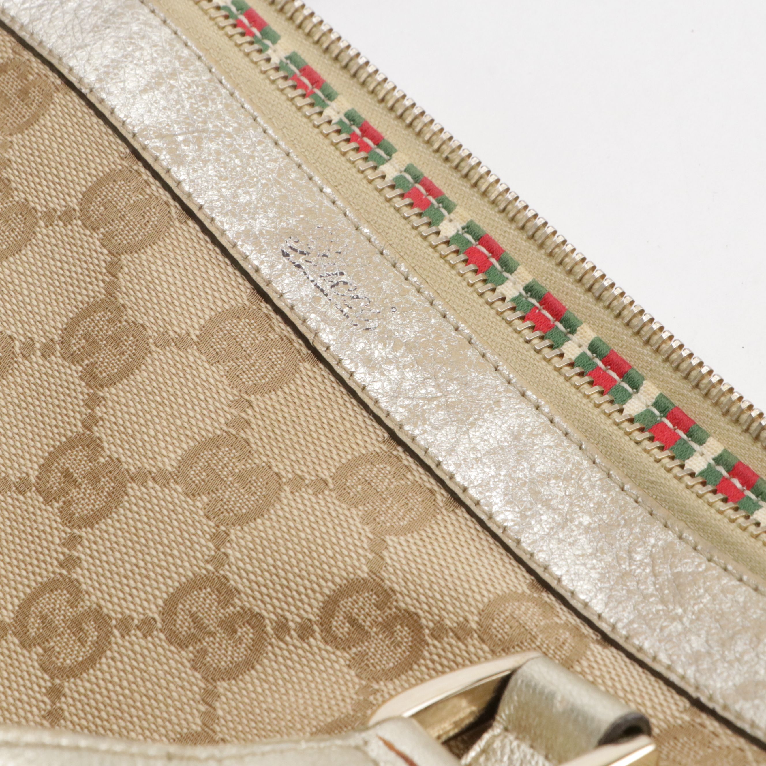 Gucci Abbey Tote in GG Supreme Canvas and Metallic Leather