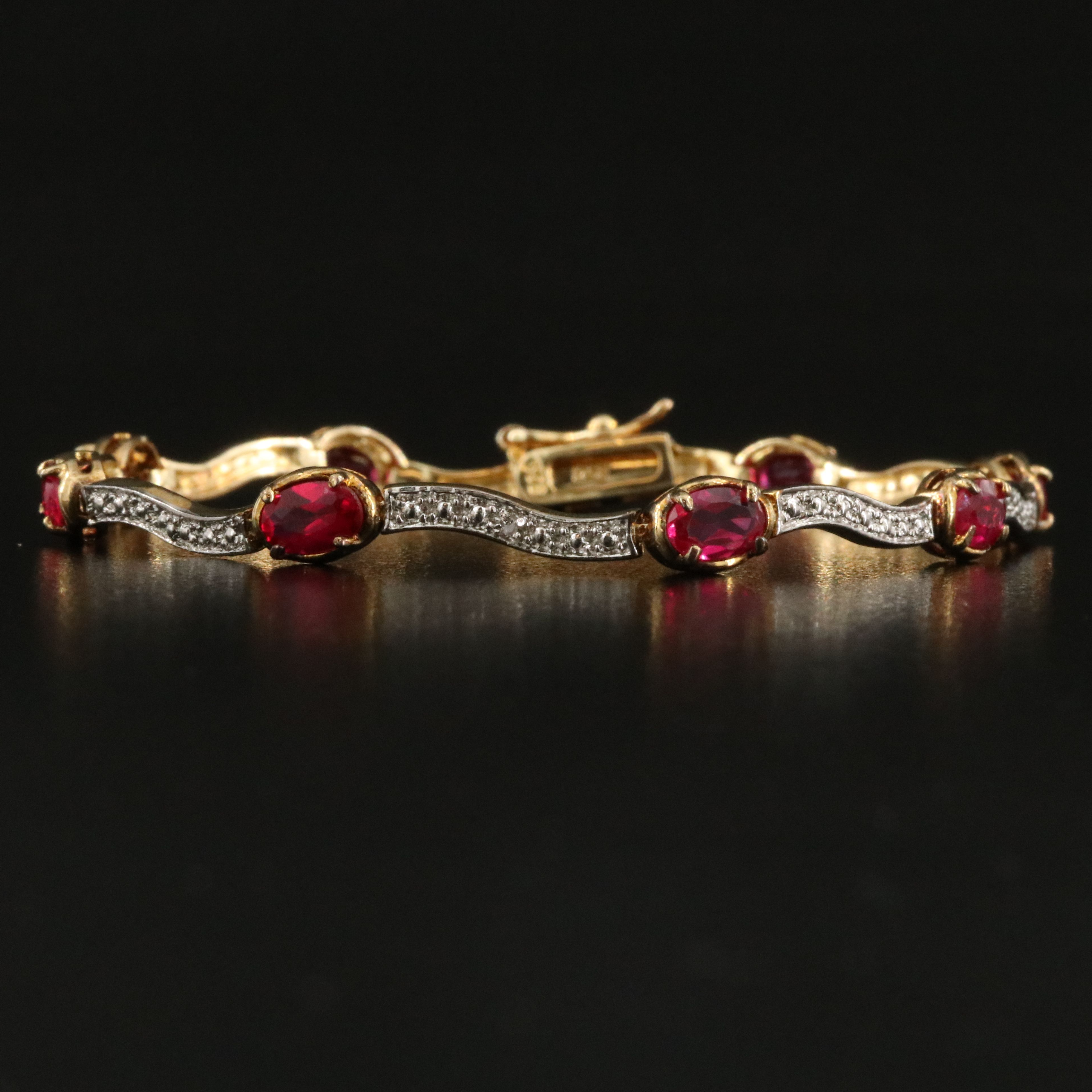 Sterling Ruby and Diamond Bracelet