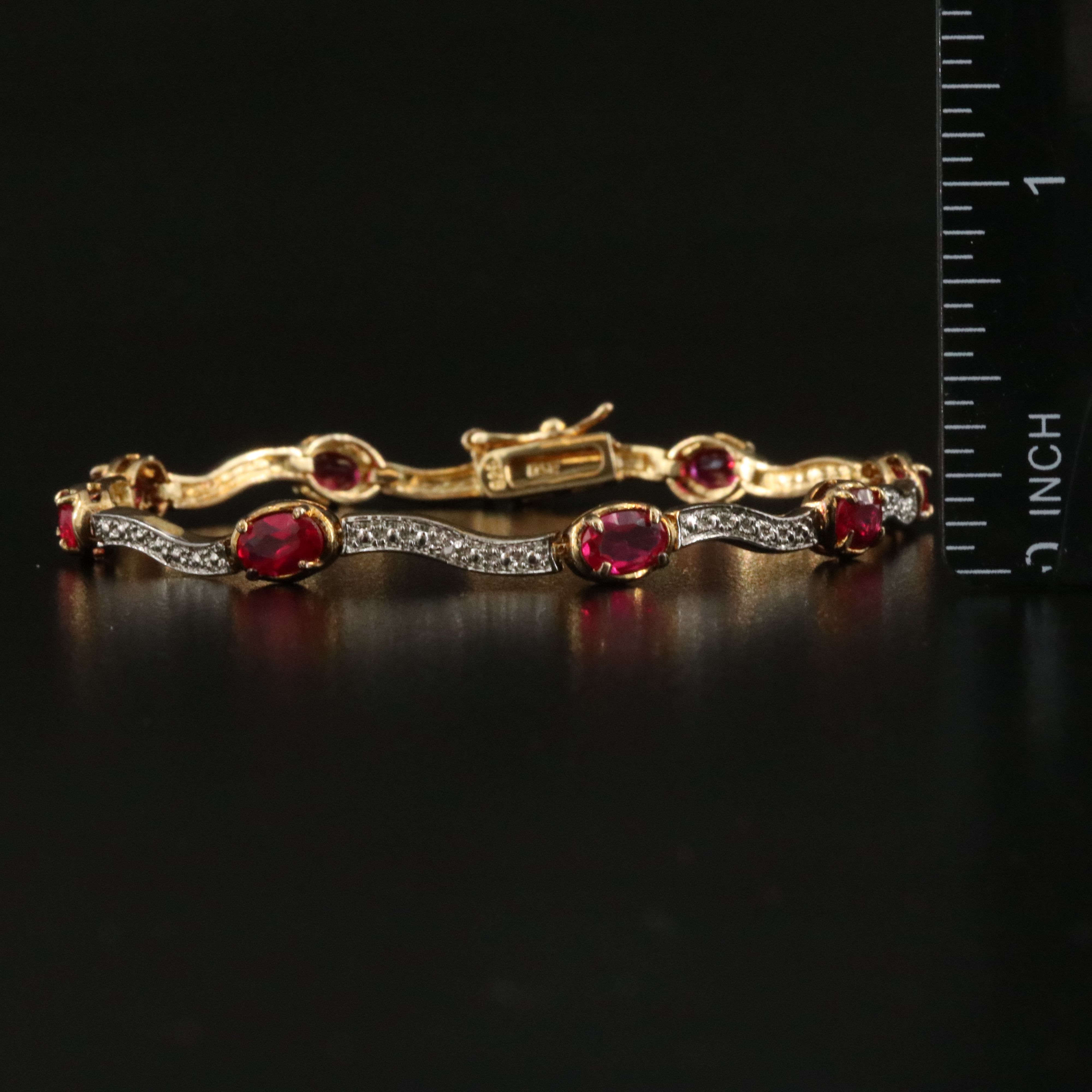 Sterling Ruby and Diamond Bracelet