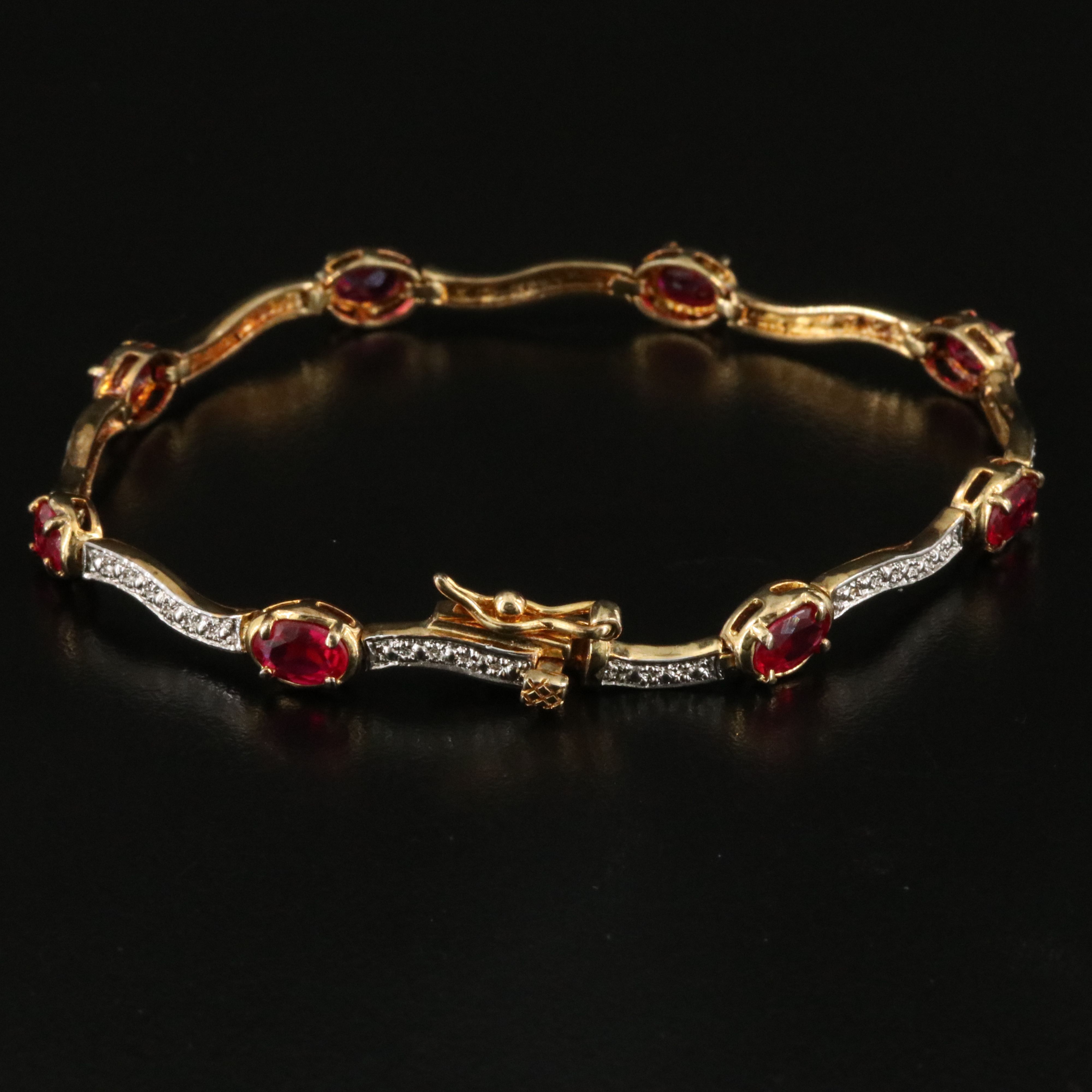 Sterling Ruby and Diamond Bracelet