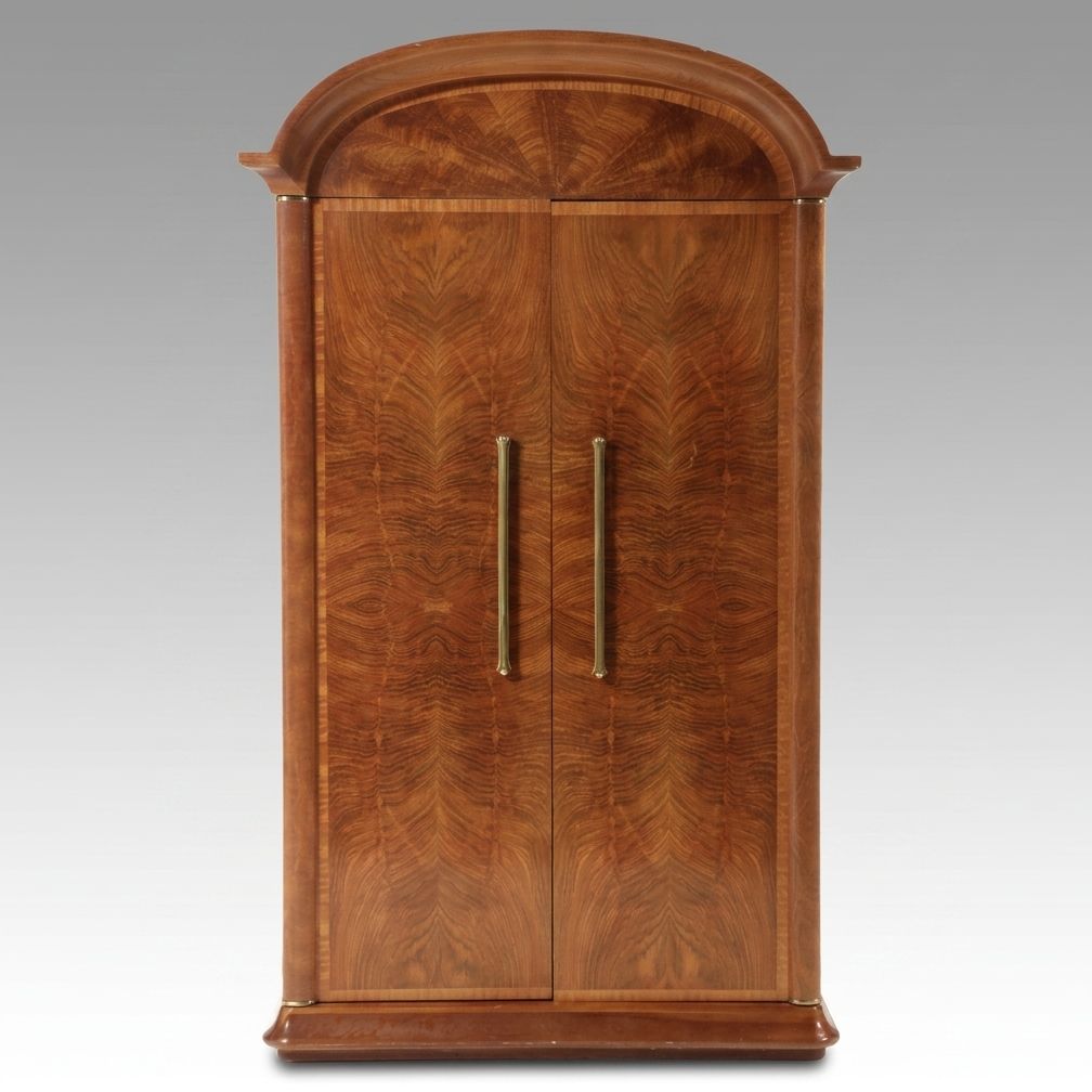 Henredon Burl Walnut Arched Entertainment Armoire, Late 20th Century