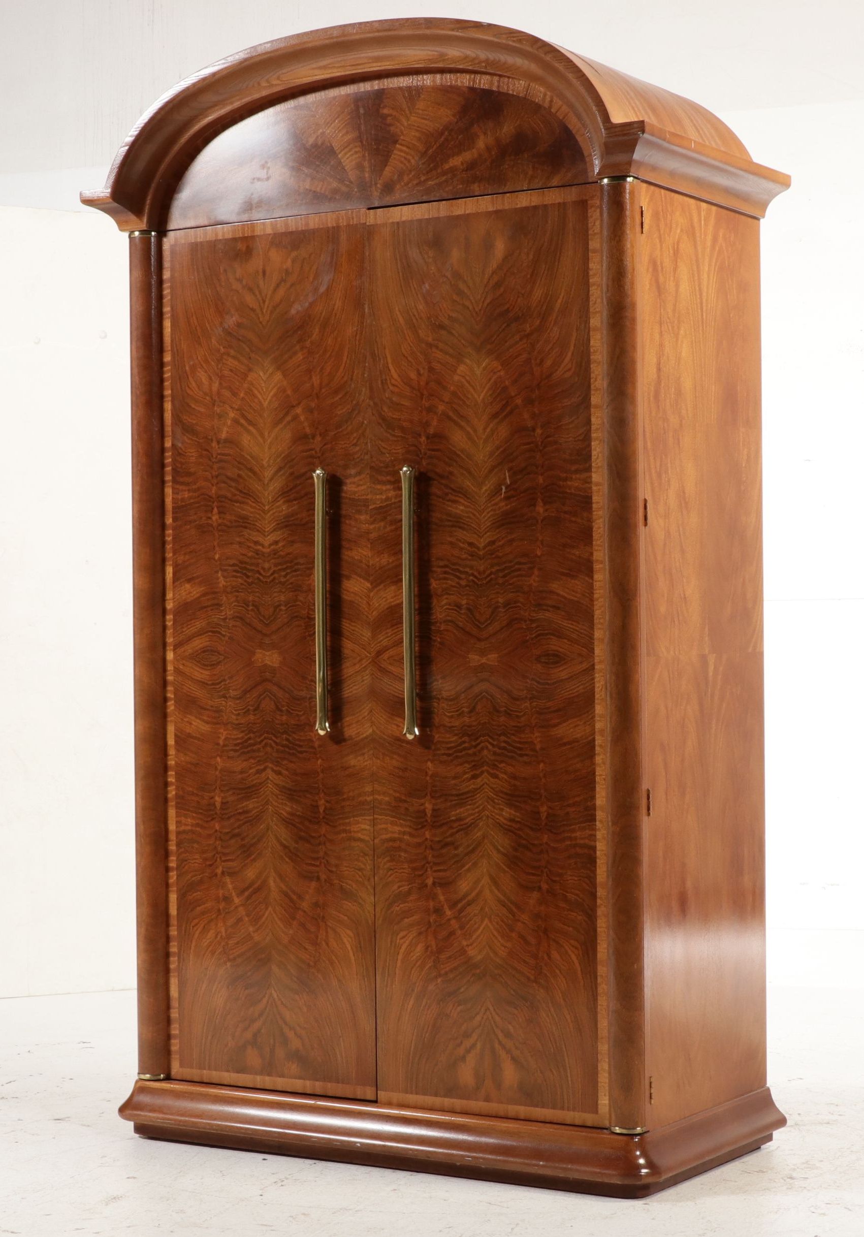 Henredon Burl Walnut Arched Entertainment Armoire, Late 20th Century