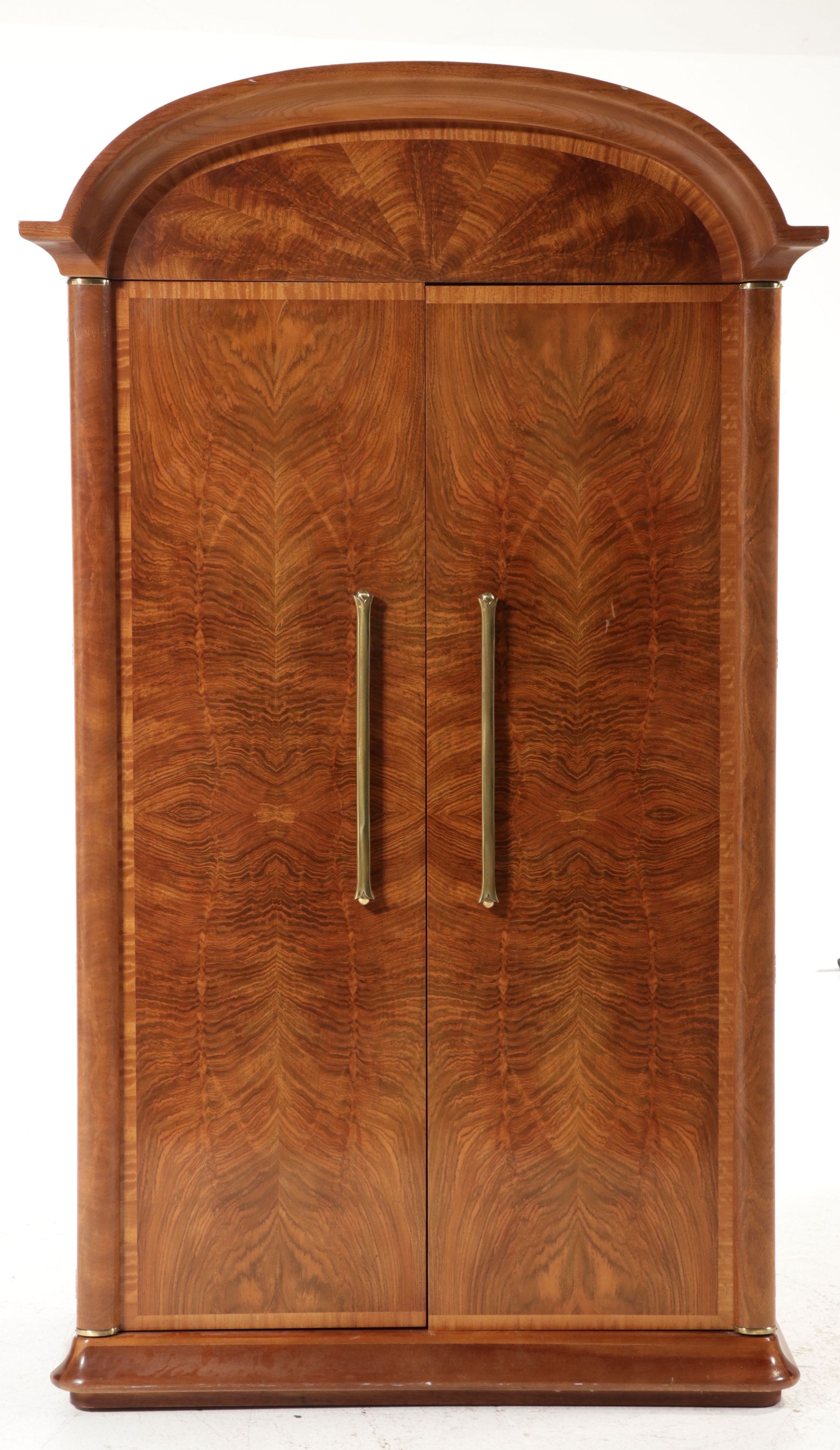 Henredon Burl Walnut Arched Entertainment Armoire, Late 20th Century