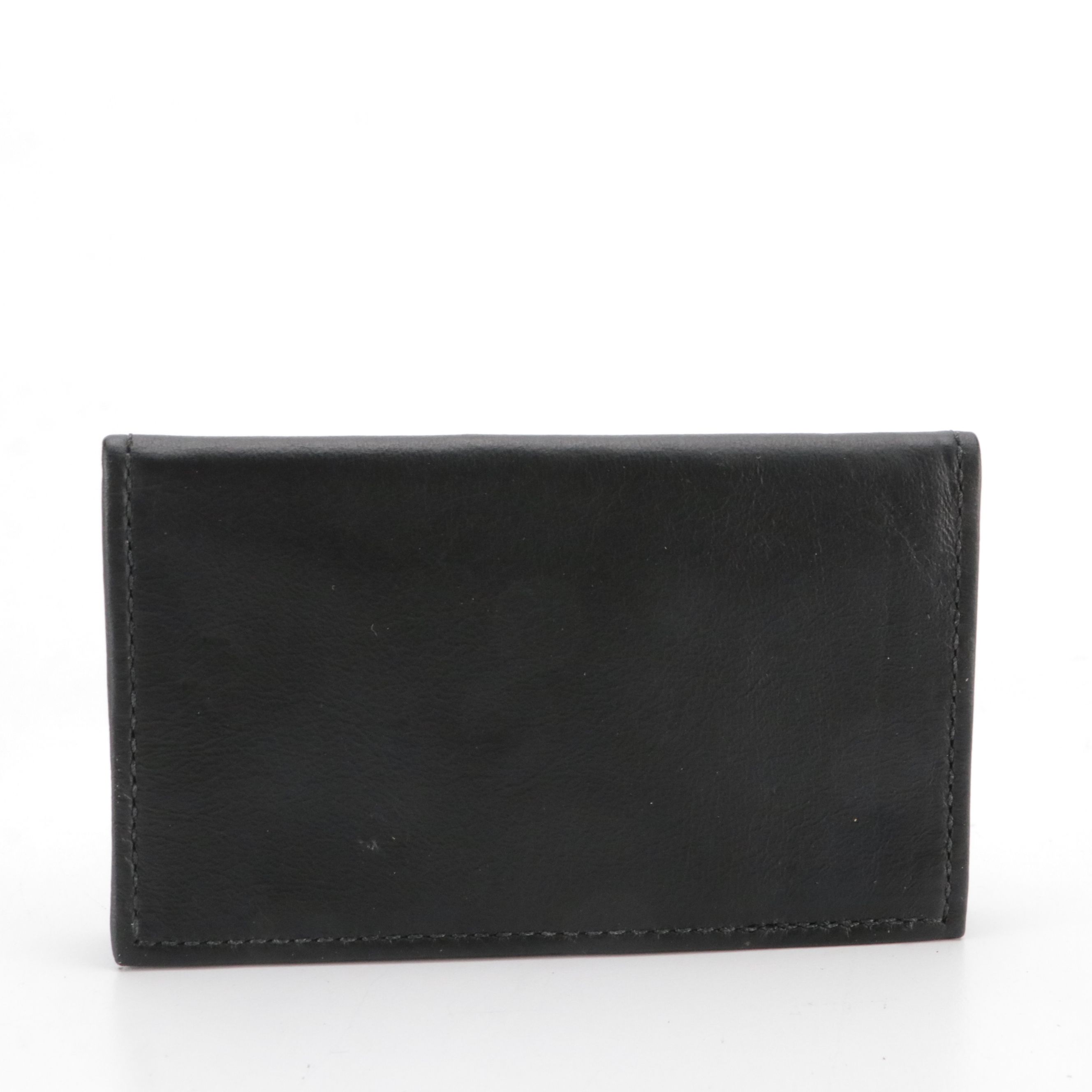 Barlow Top Grain Leather Card Case with Resin Scrimshaw Cat Medallion