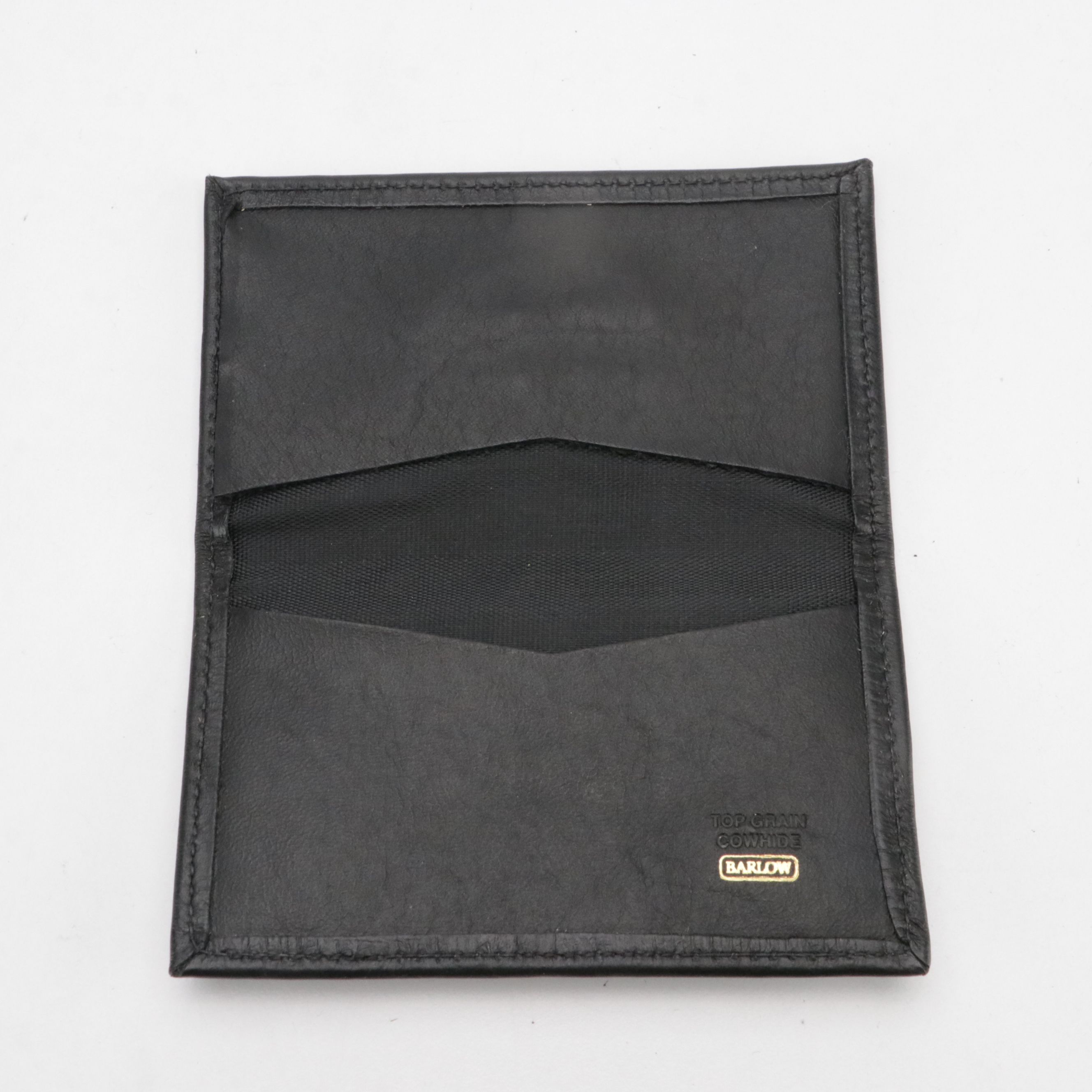 Barlow Top Grain Leather Card Case with Resin Scrimshaw Cat Medallion