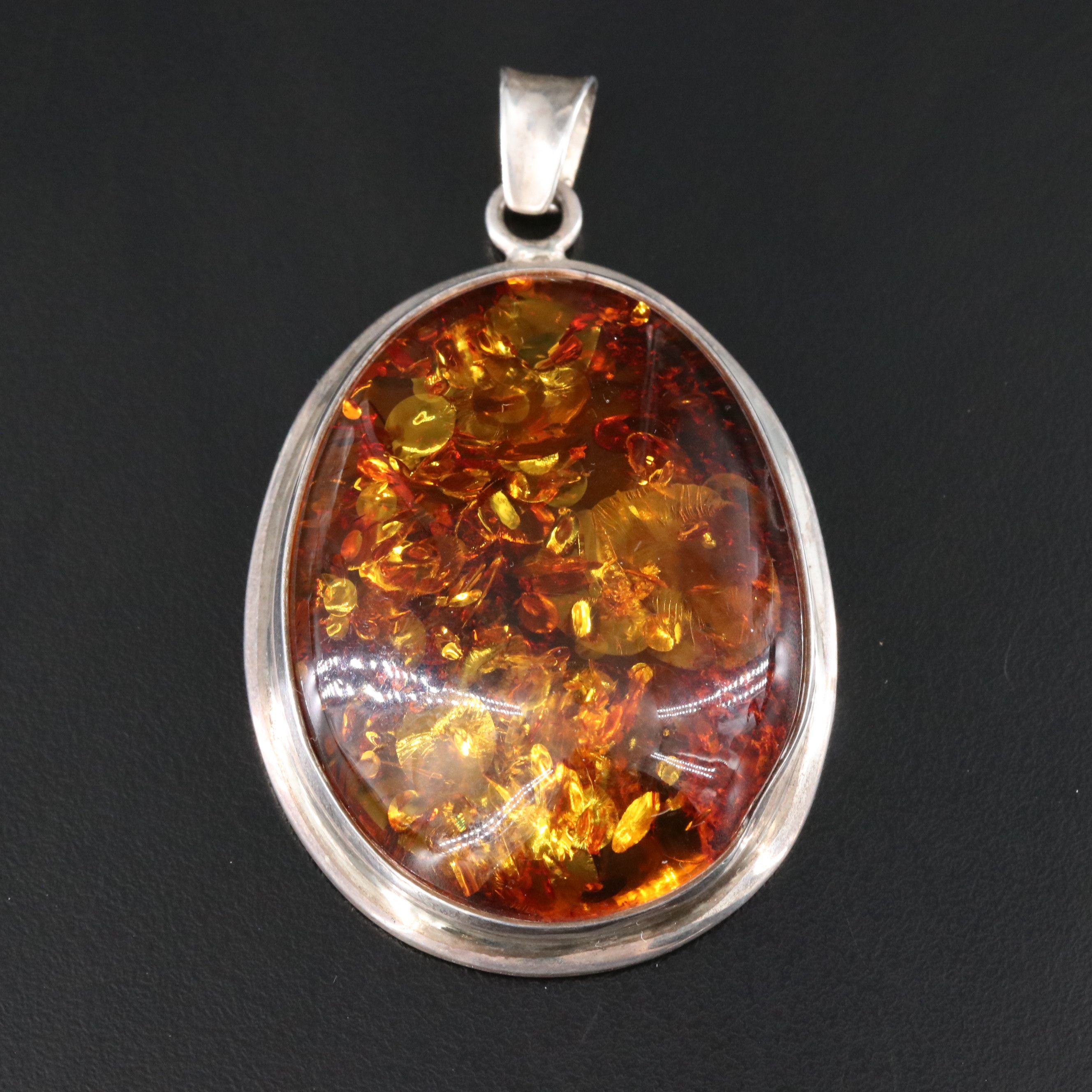 Sterling Amber Pendant