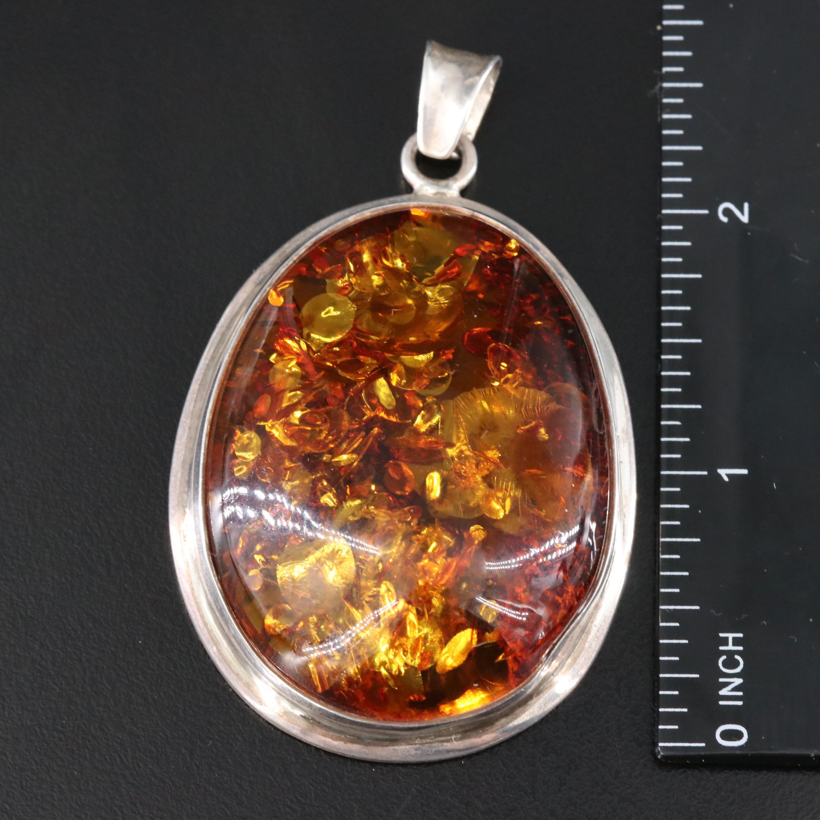 Sterling Amber Pendant