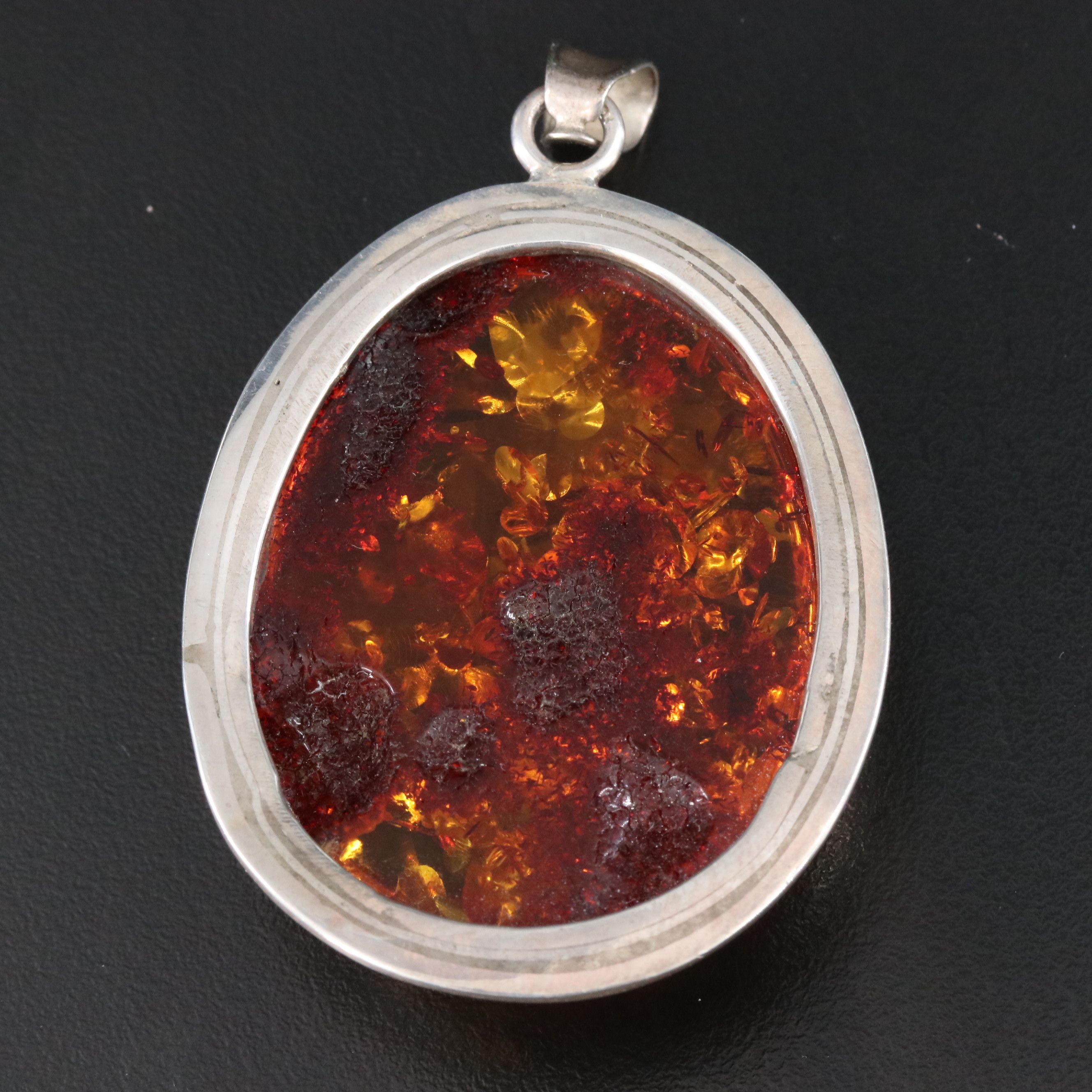 Sterling Amber Pendant