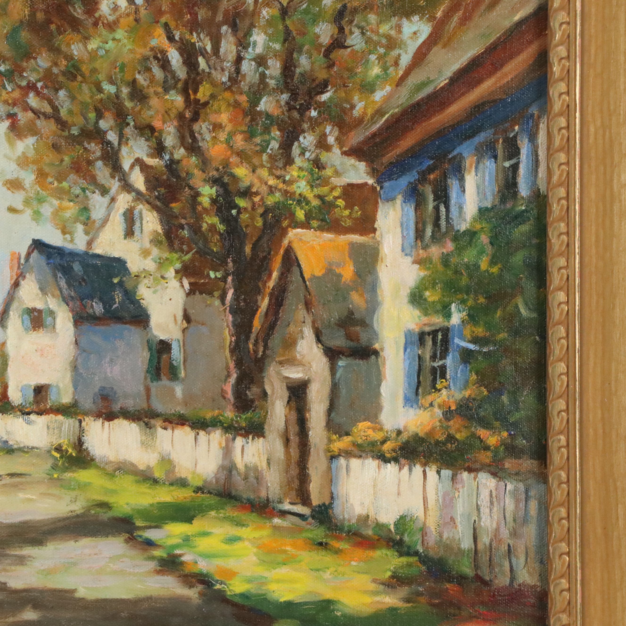 F. H. McKay Oil Painting "A Village in Maine," 20th Century
