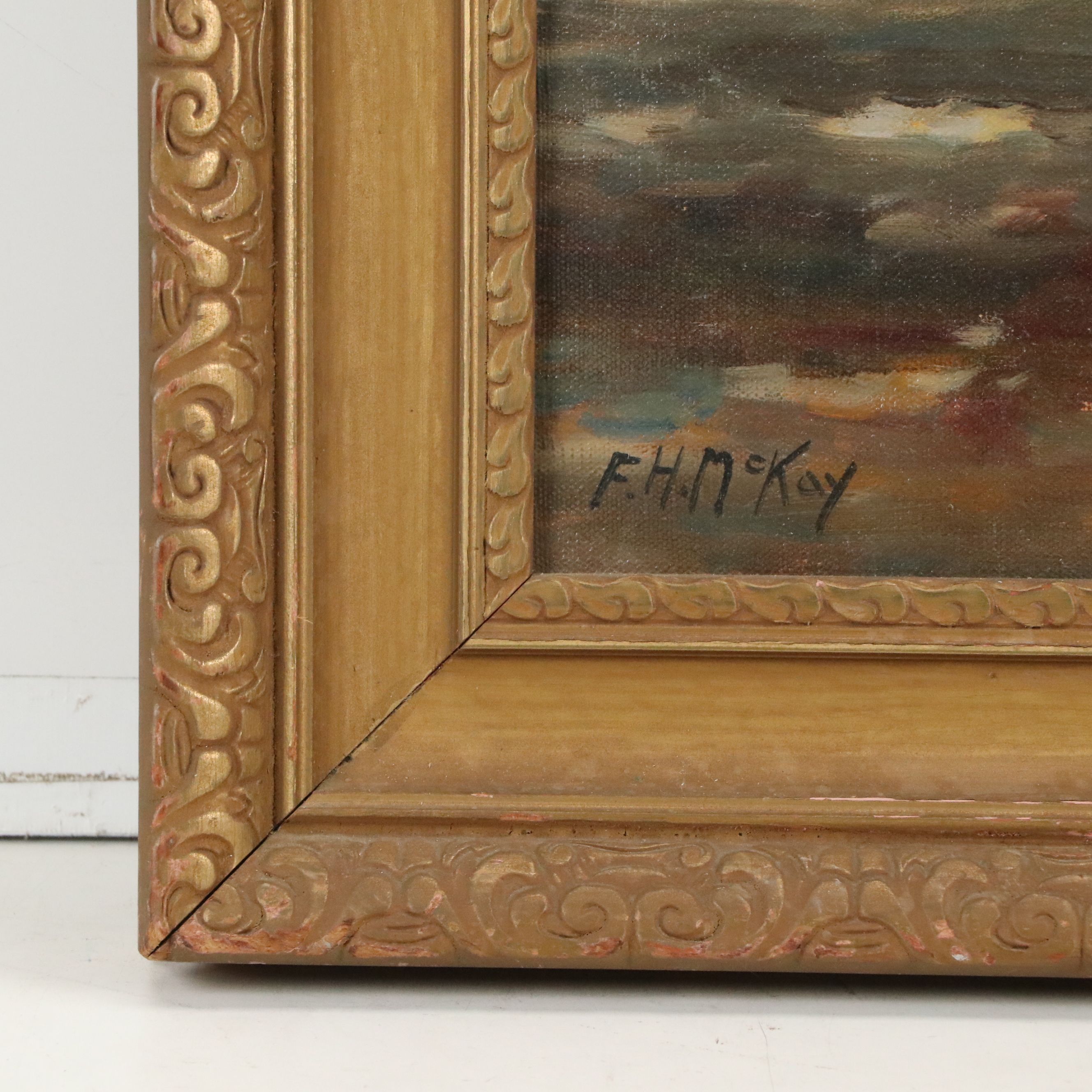 F. H. McKay Oil Painting "A Village in Maine," 20th Century