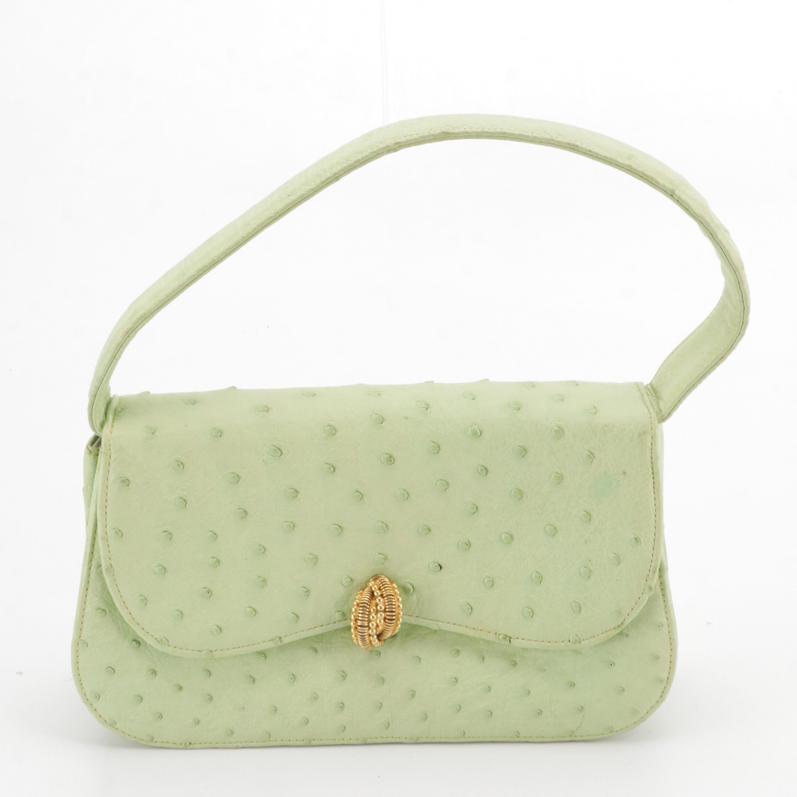 Koret Ostrich Skin Handbag, French Micro-Bead Purse & Acrylic Compact Minaudière