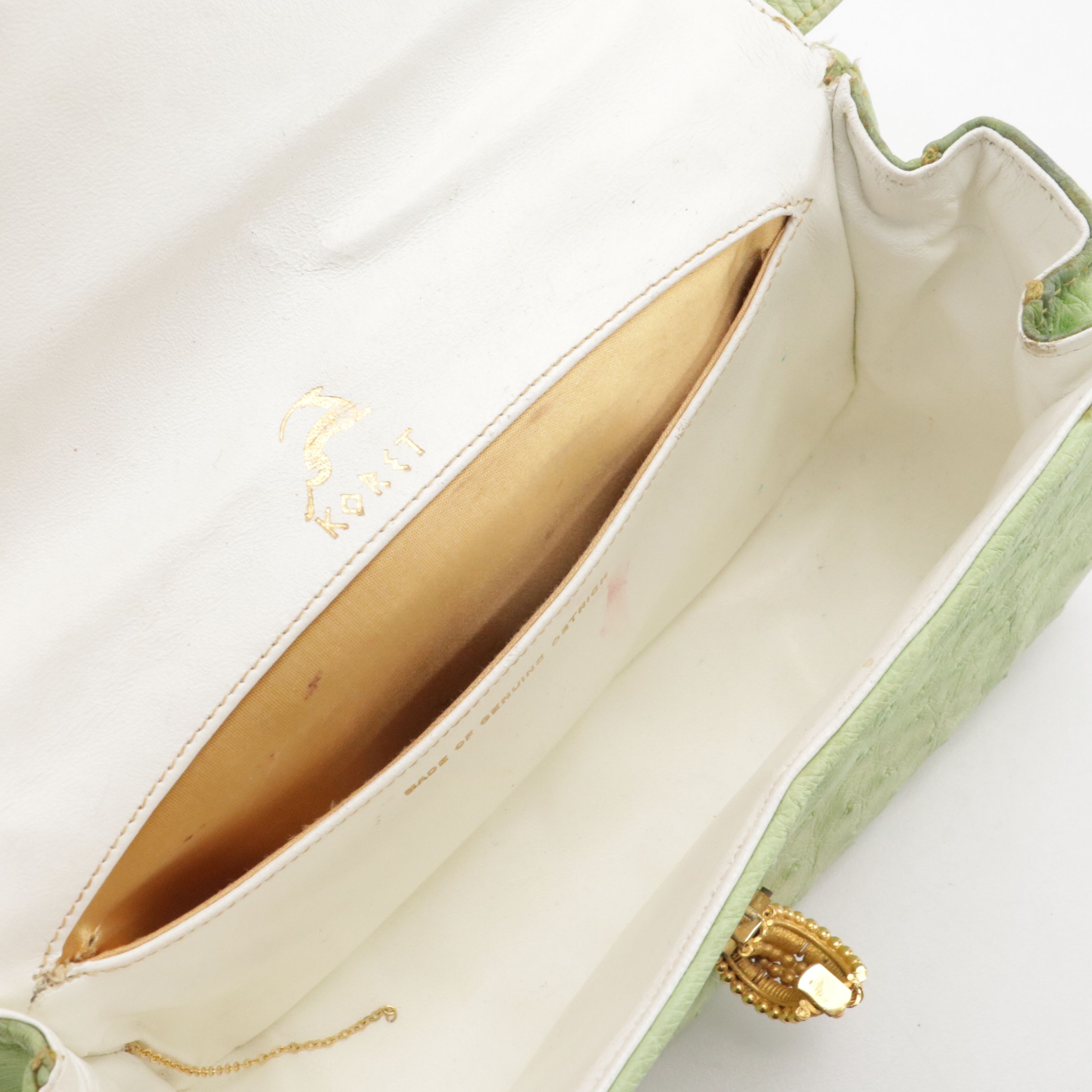 Koret Ostrich Skin Handbag, French Micro-Bead Purse & Acrylic Compact Minaudière