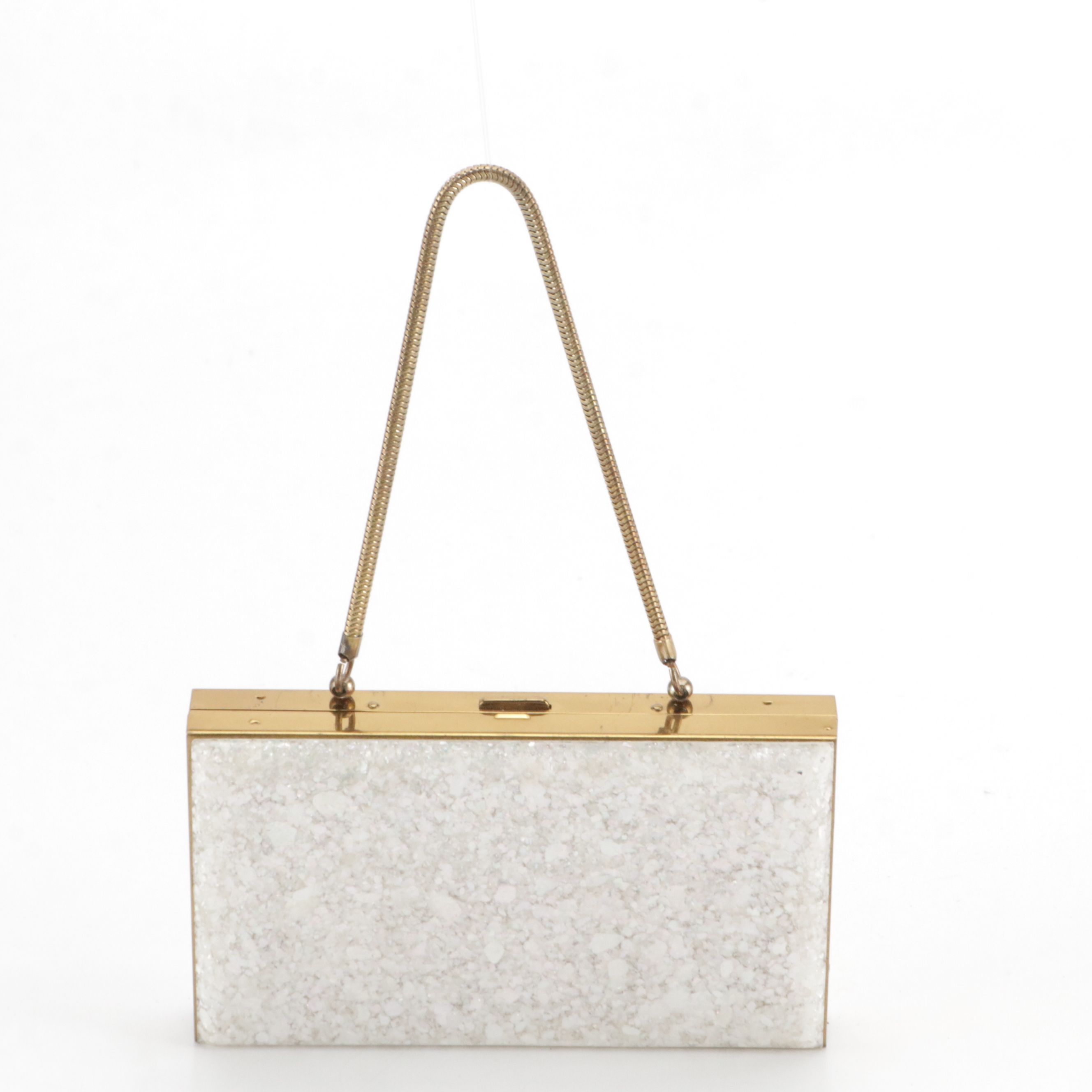 Koret Ostrich Skin Handbag, French Micro-Bead Purse & Acrylic Compact Minaudière