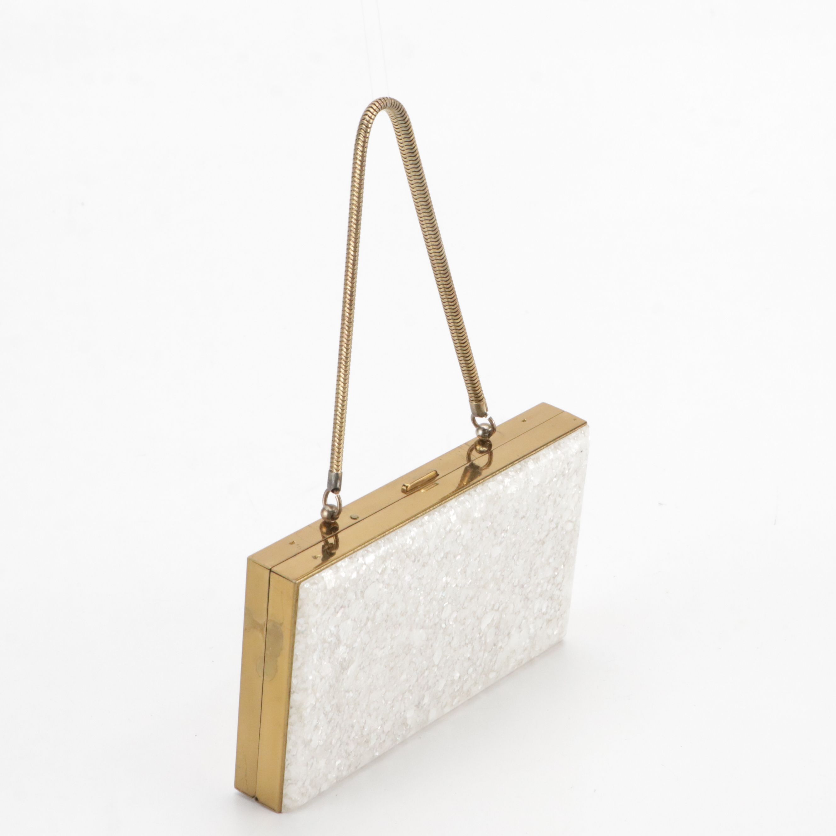 Koret Ostrich Skin Handbag, French Micro-Bead Purse & Acrylic Compact Minaudière