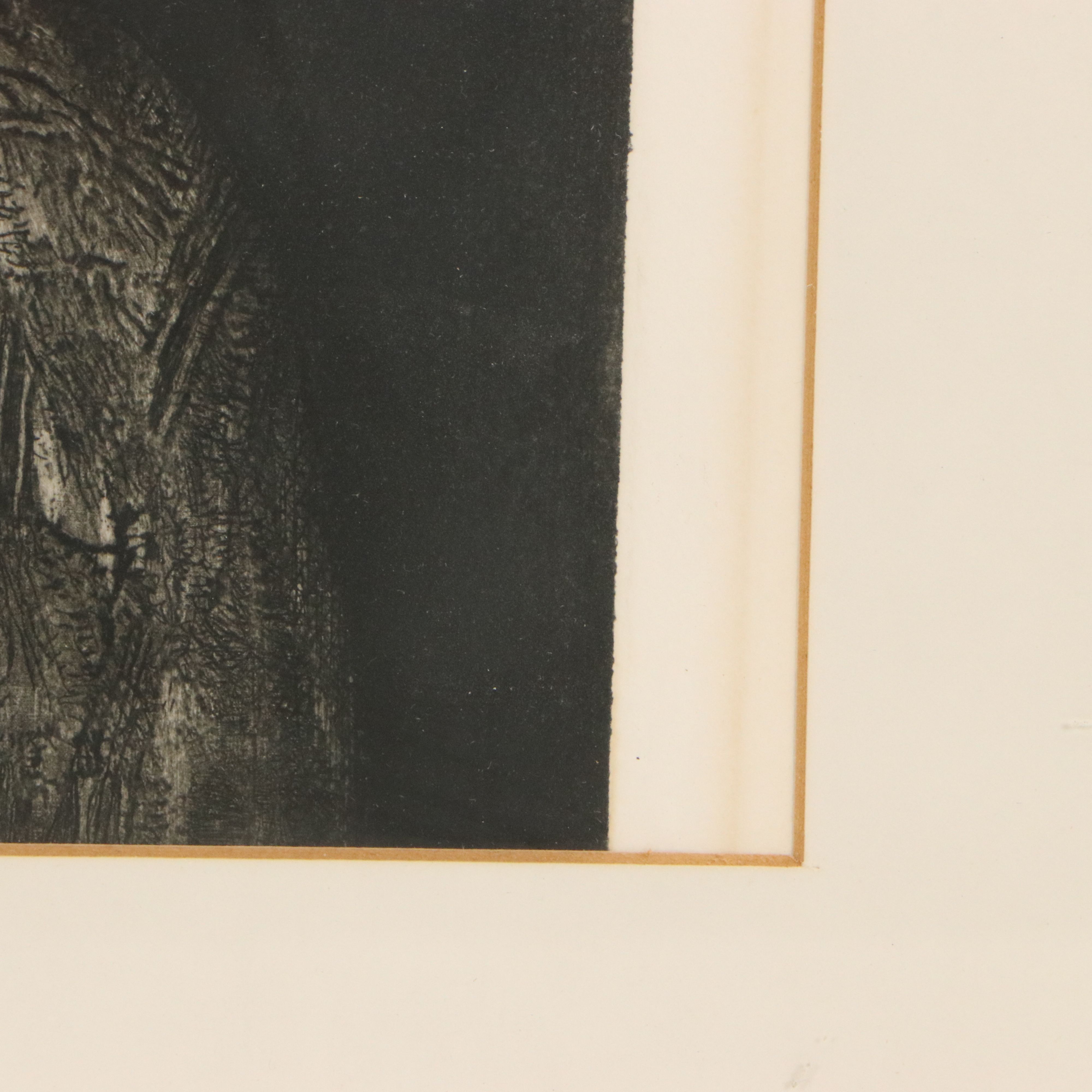 Harvey Breverman Etching of Man in Dark Space, Mid to Late 20th Century