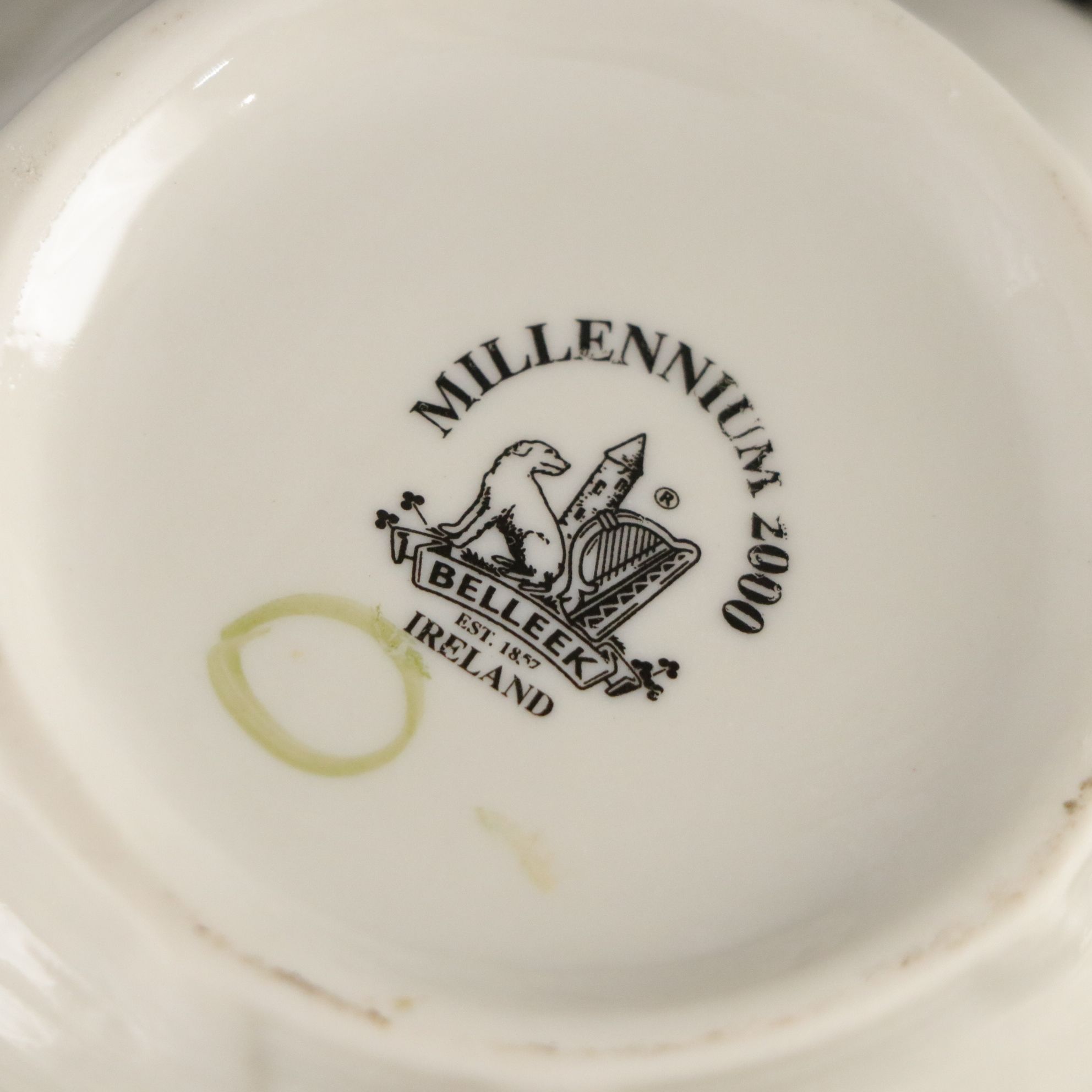 Belleek "Harp Shamrock" Porcelain Flat Cups, Saucers and More