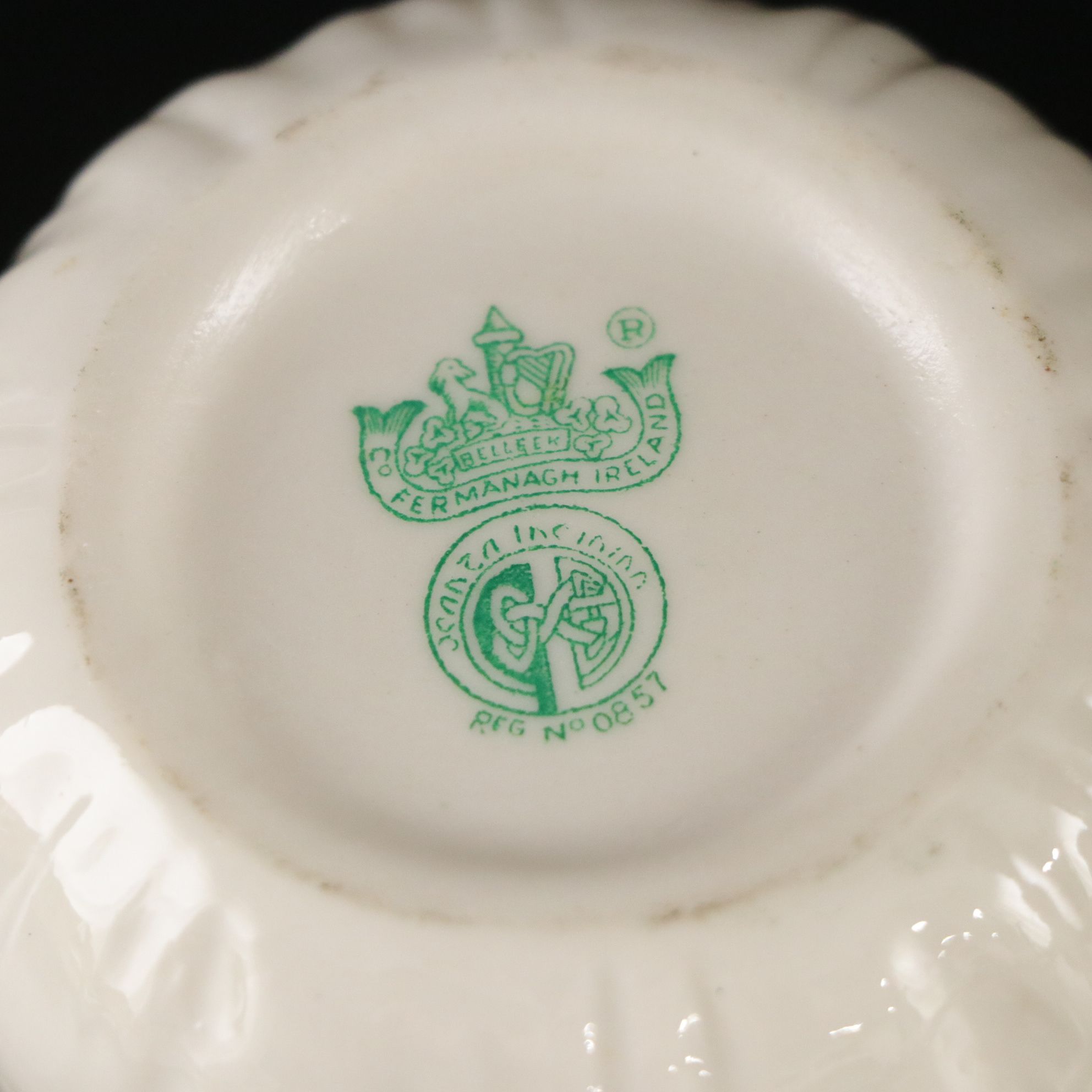 Belleek "Harp Shamrock" Porcelain Flat Cups, Saucers and More