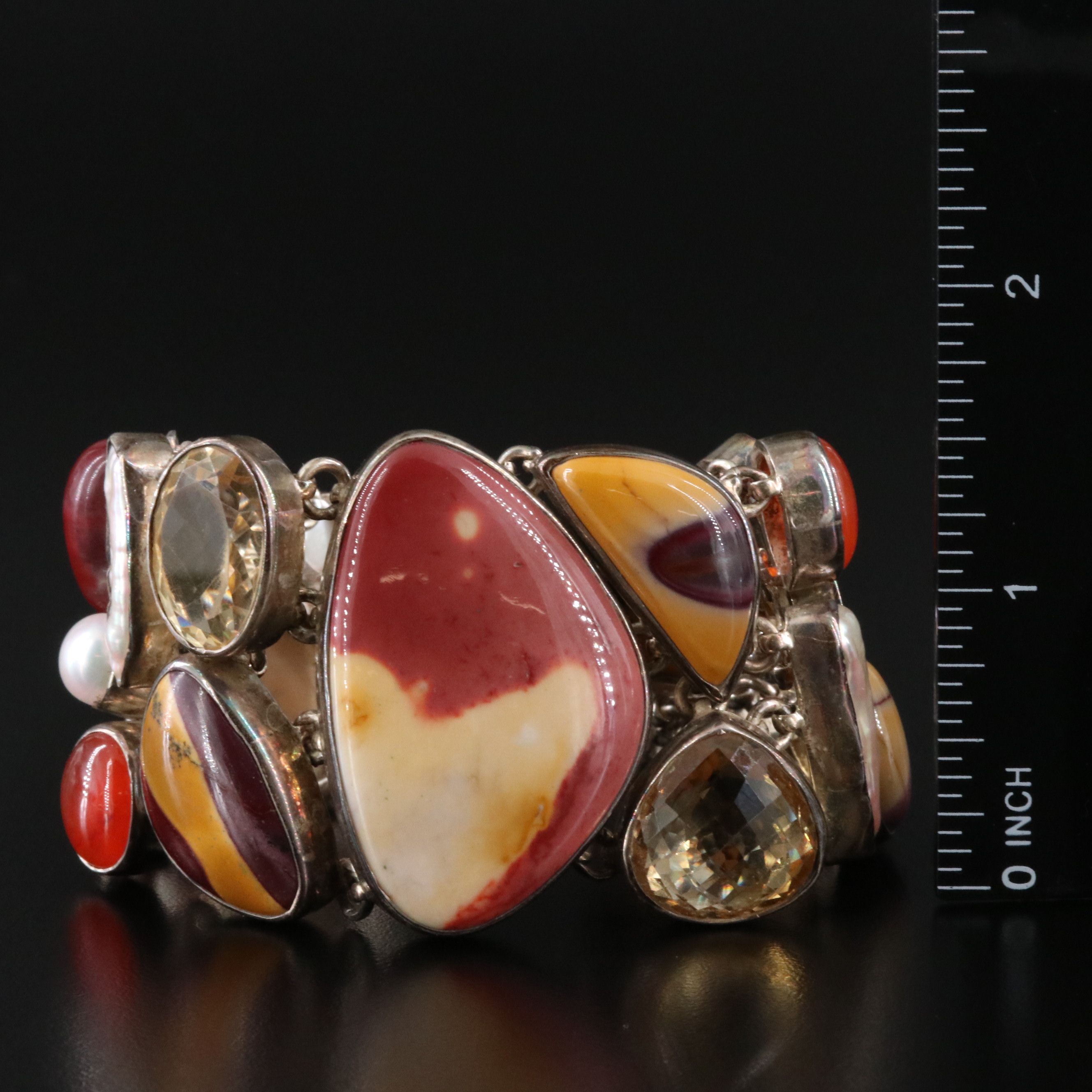 Sterling Bracelet Featuring Jasper, Citrine and Carnelian