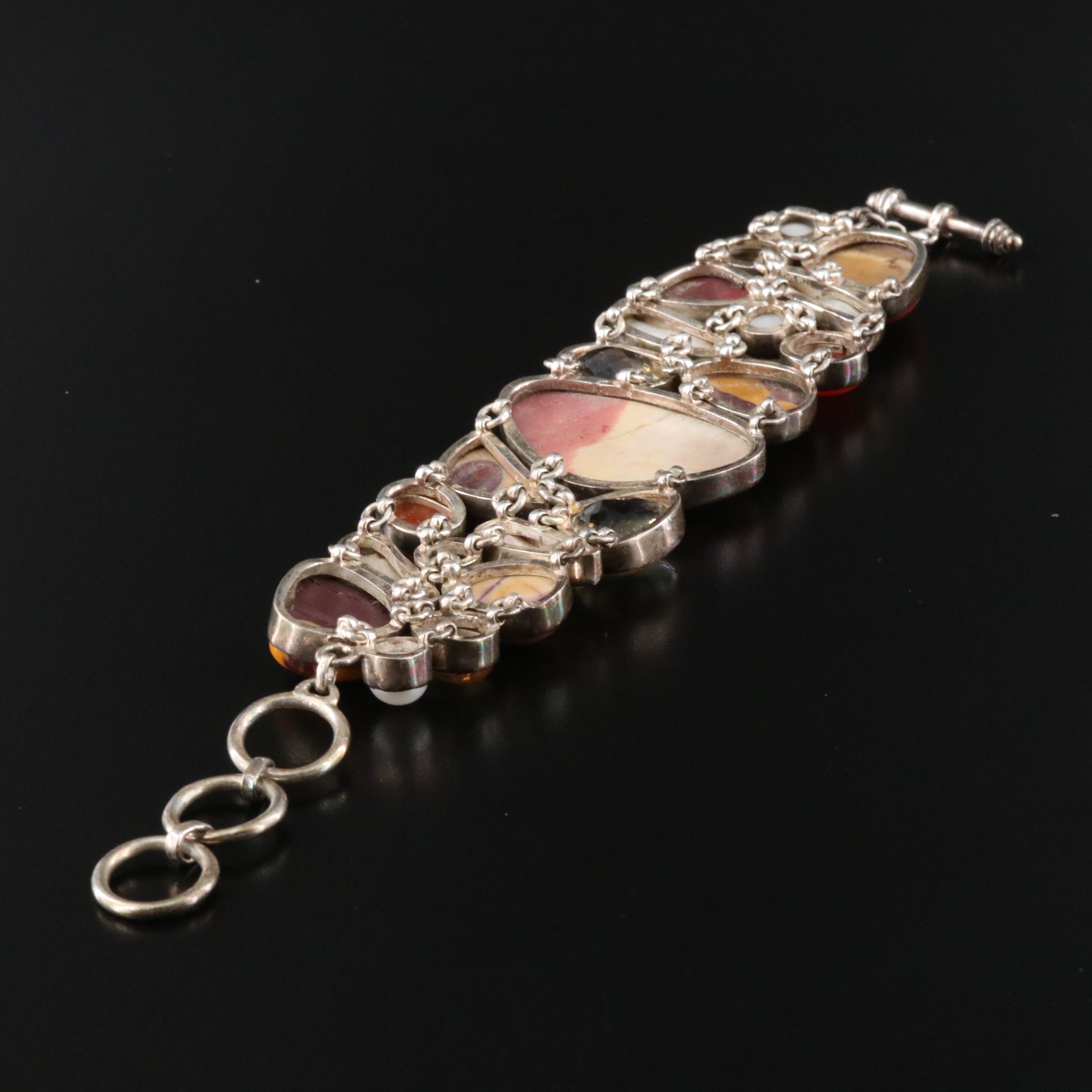 Sterling Bracelet Featuring Jasper, Citrine and Carnelian