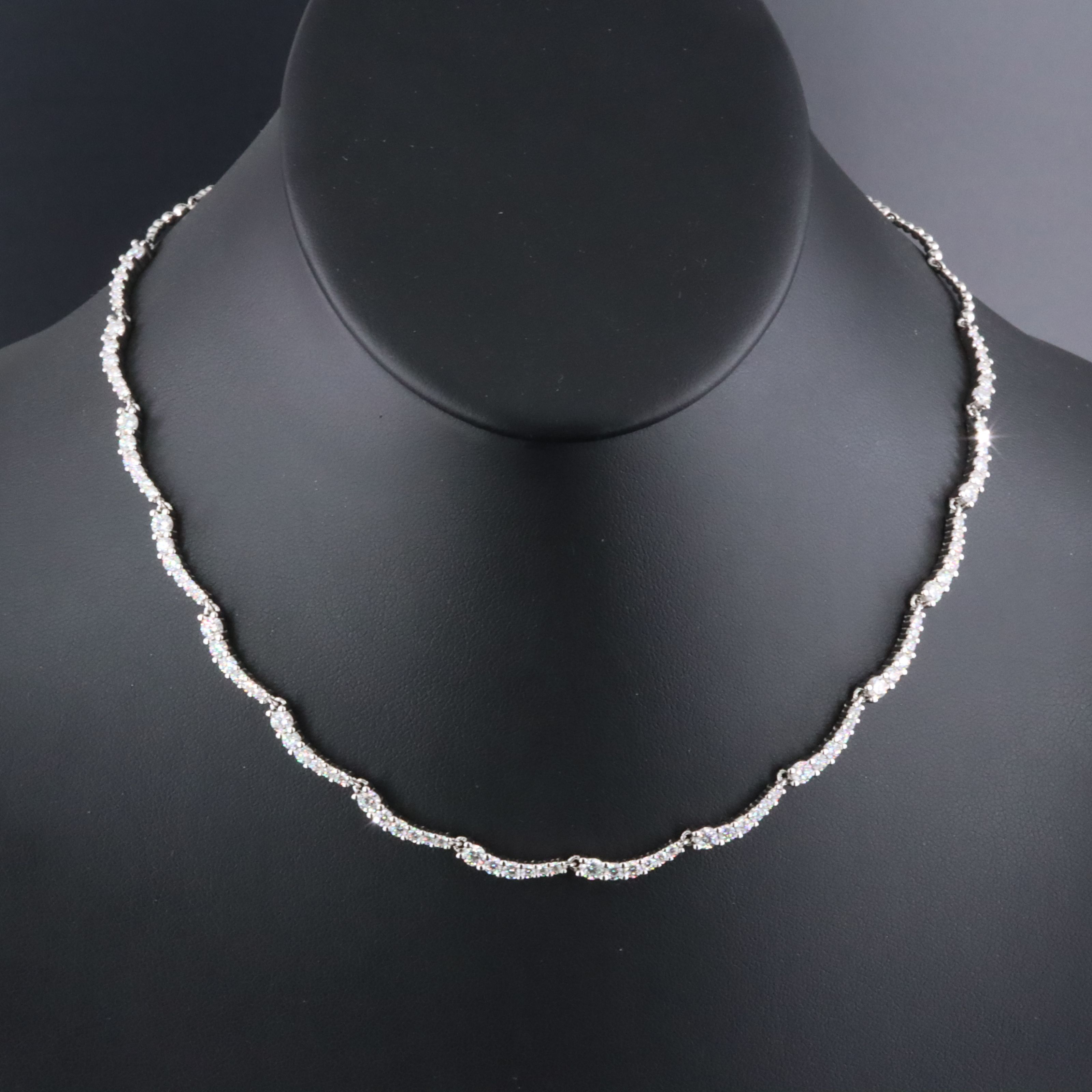 Sterling  Scalloped Marcasite Link Necklace