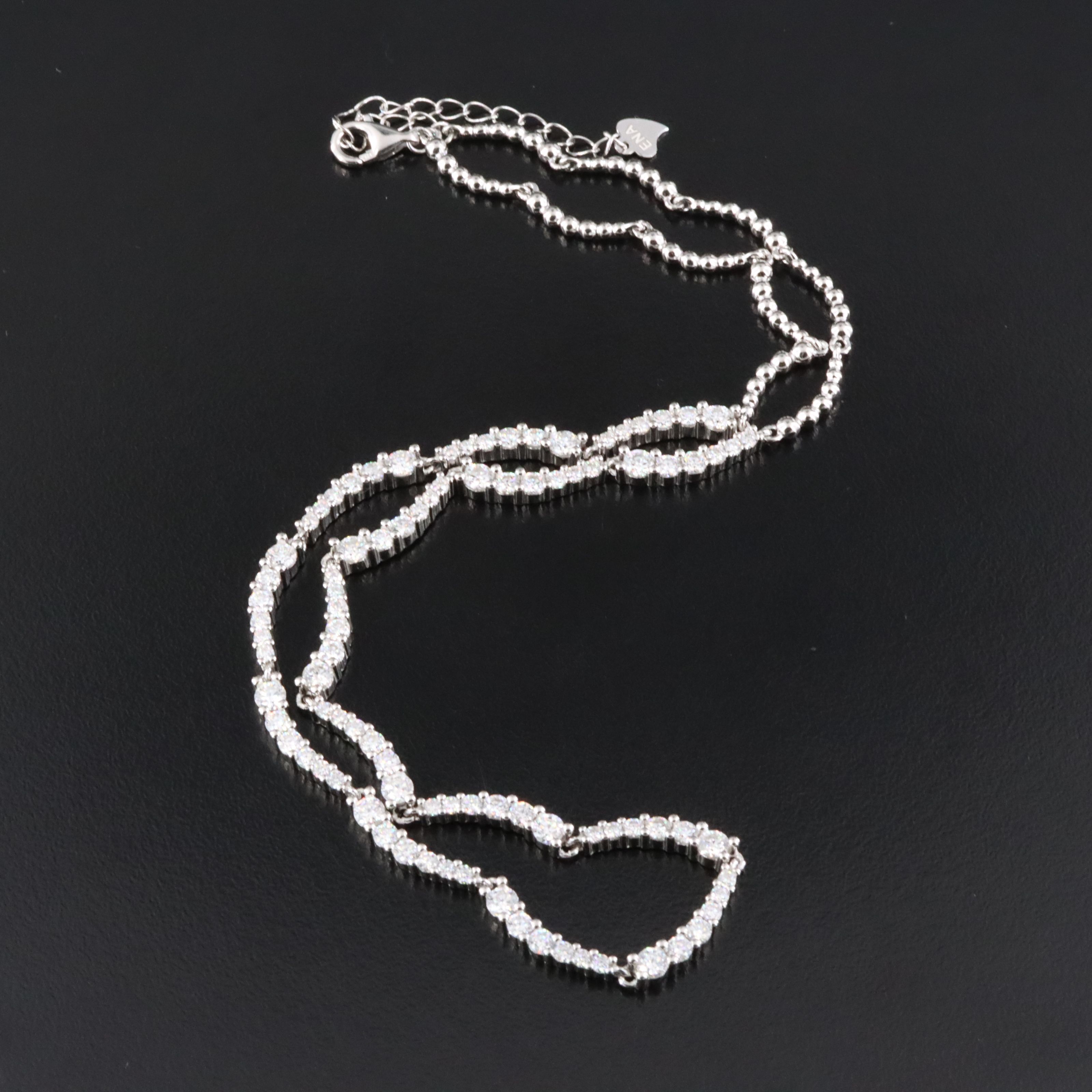 Sterling  Scalloped Marcasite Link Necklace