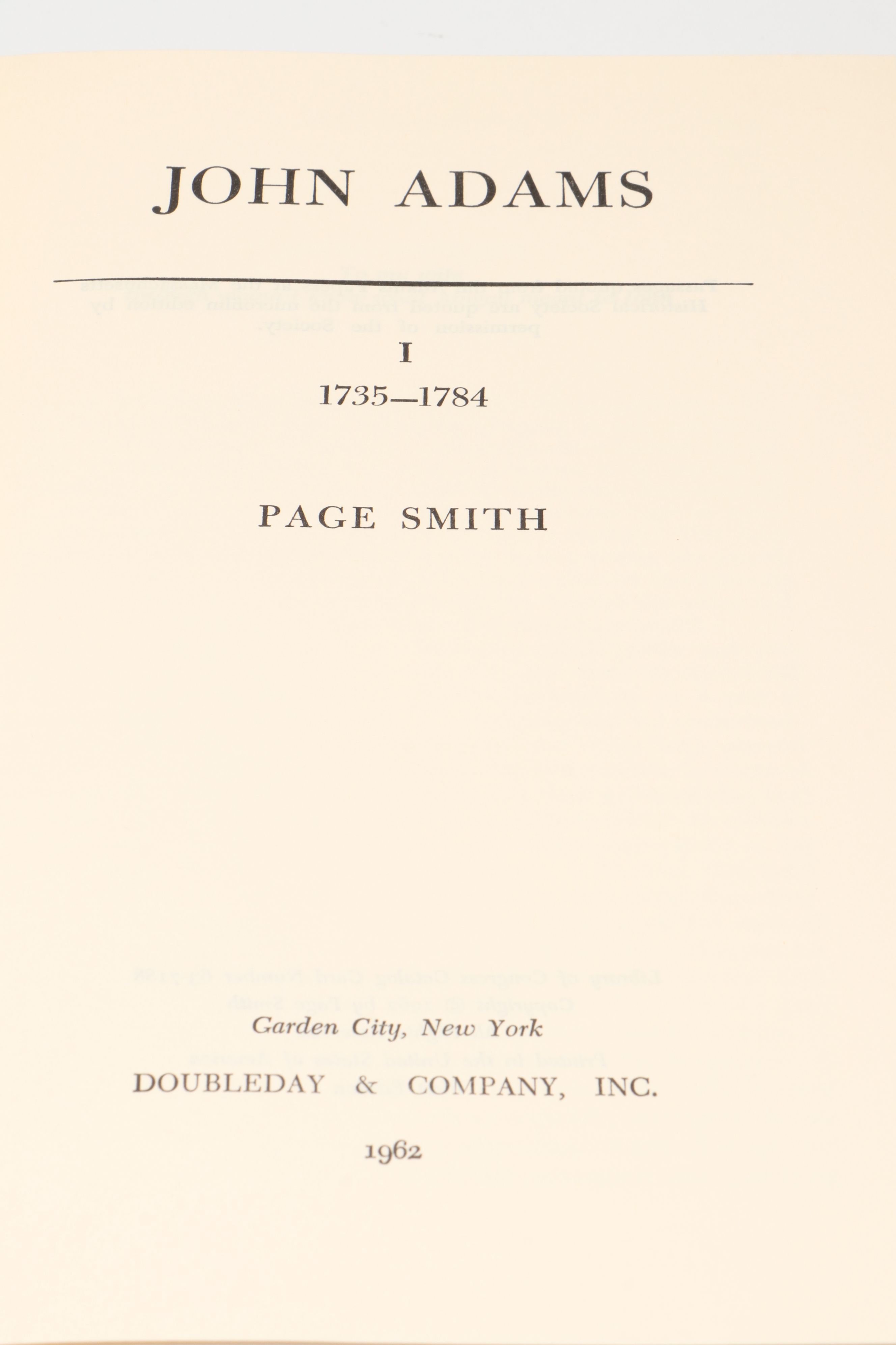 "John Adams" by Page Smith Two-Volume Set, 1962